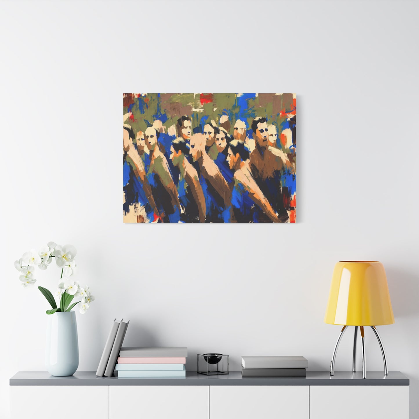 Abstract Crowd Painting Canvas Print — Stretched Matte Wall Art