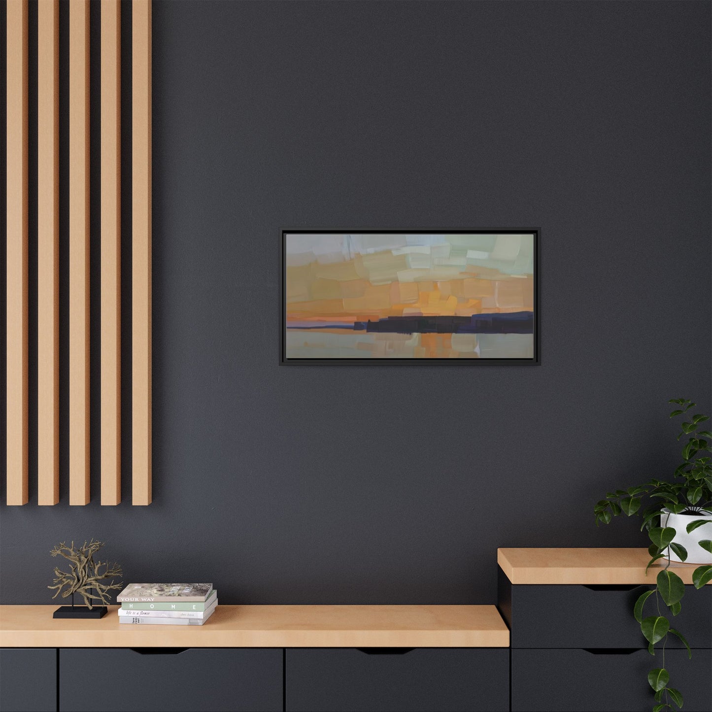Framed Matte Canvas Sunset Abstract Landscape Art Print