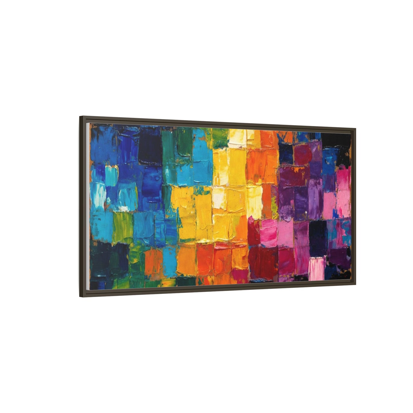 Abstract Rainbow Mosaic Framed Canvas Print — Colorful Modern Wall Art