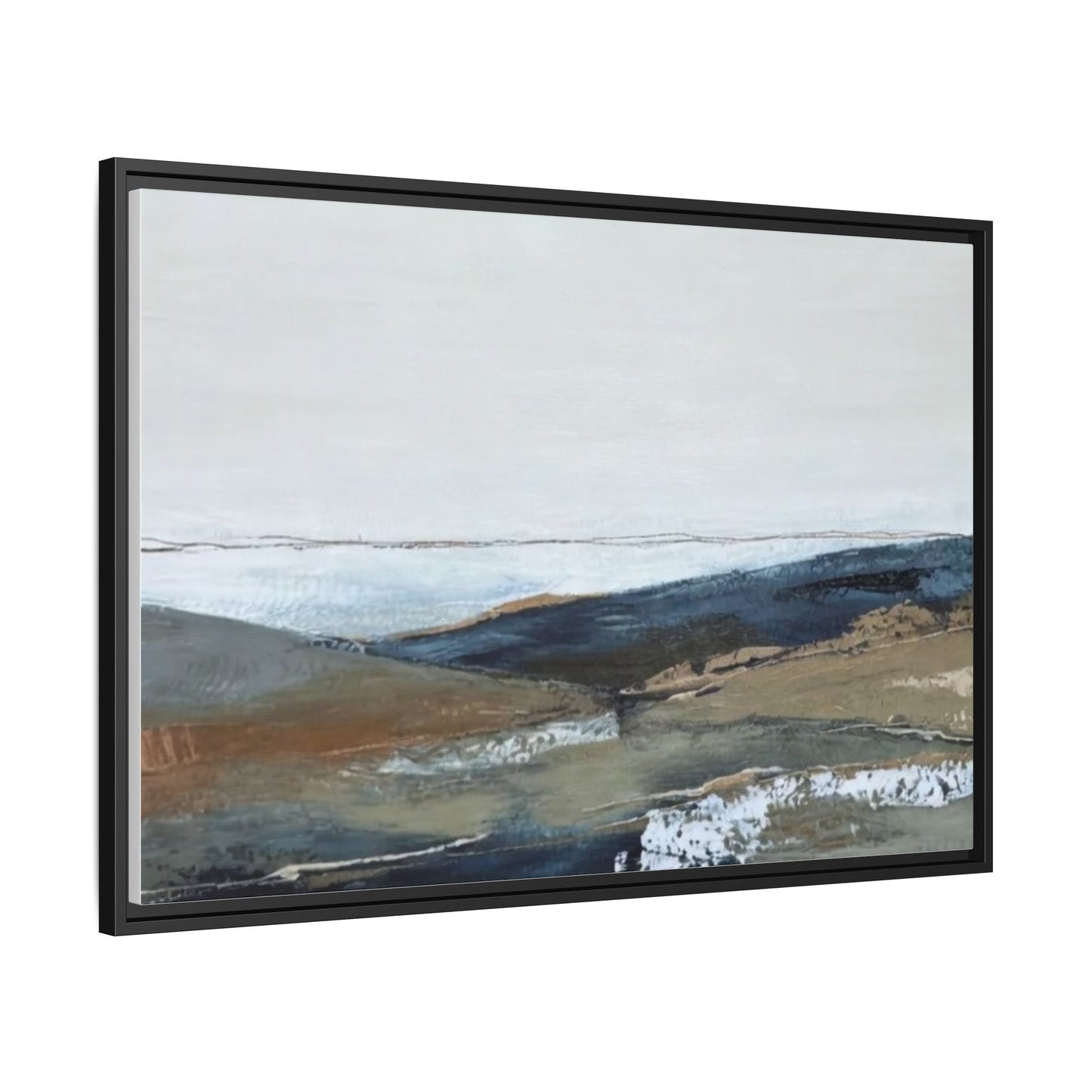 Framed Matte Canvas Wall Art — Serene Coastal Abstract Landscape