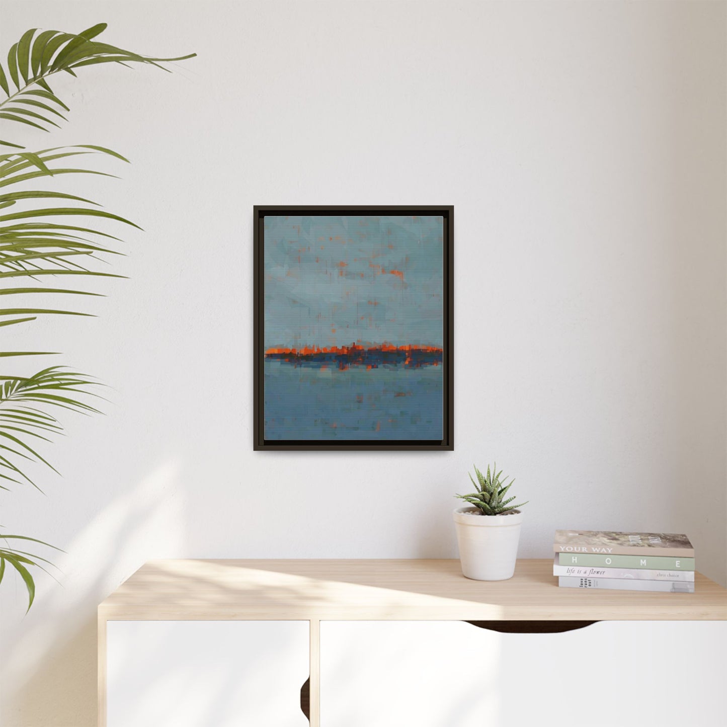 Framed Canvas Art — Teal & Orange Abstract Seascape