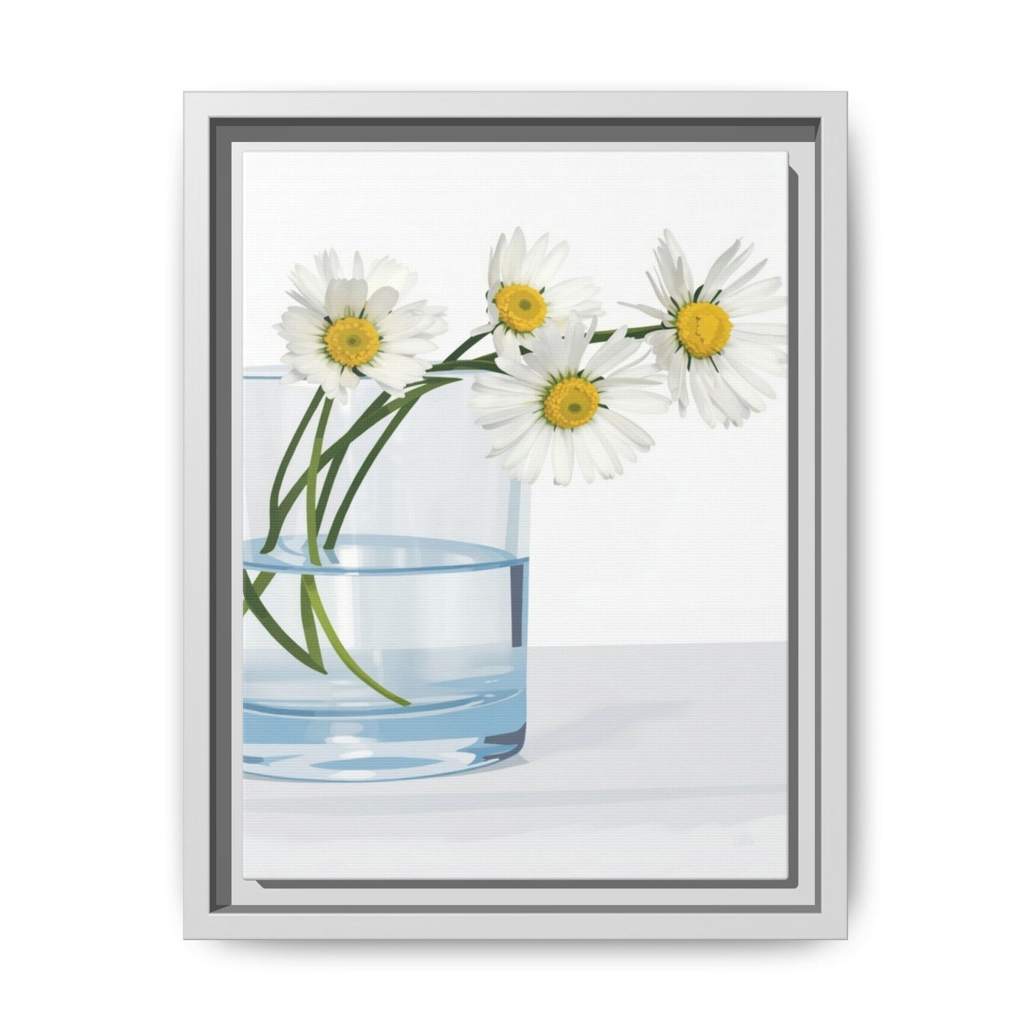 Framed Daisy Canvas Print — Minimal Botanical Wall Art
