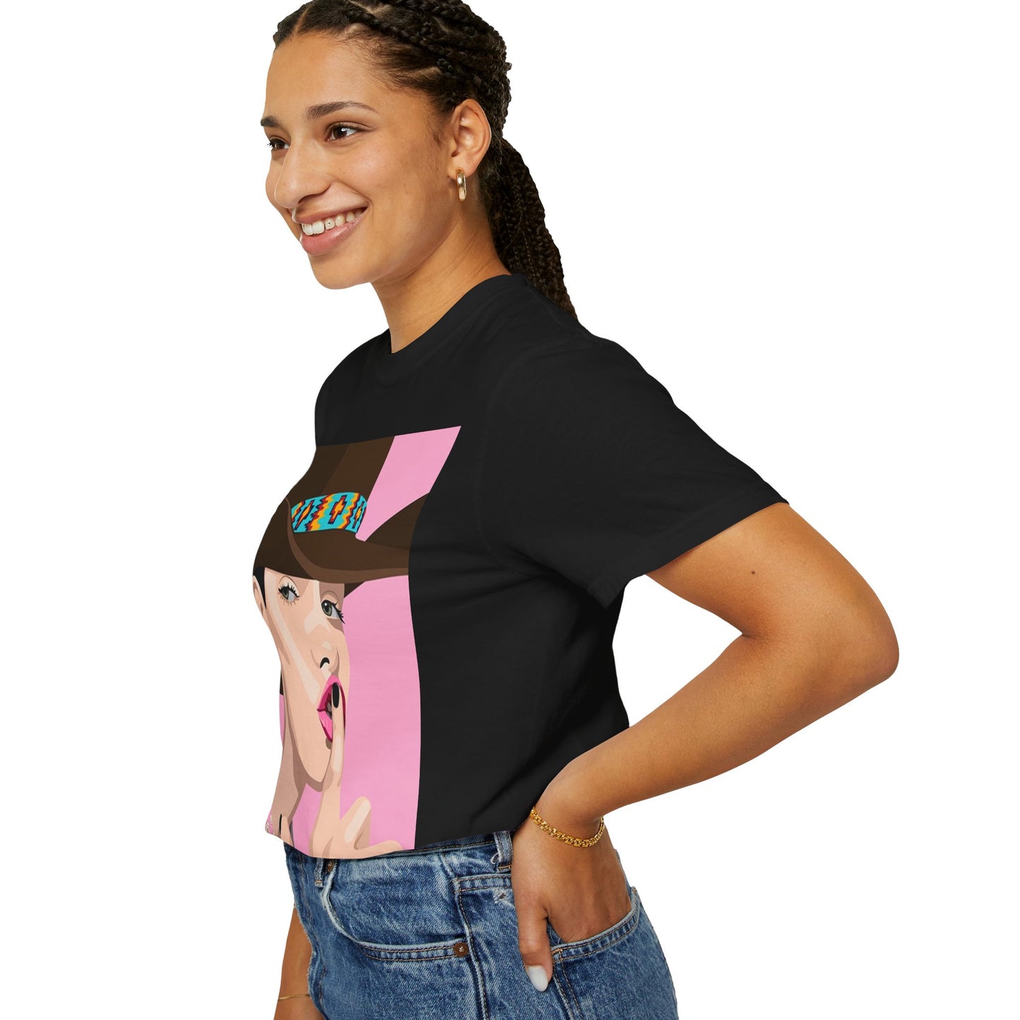 Cowgirl Pop Art T-Shirt — Pink 'Shh' Graphic Tee