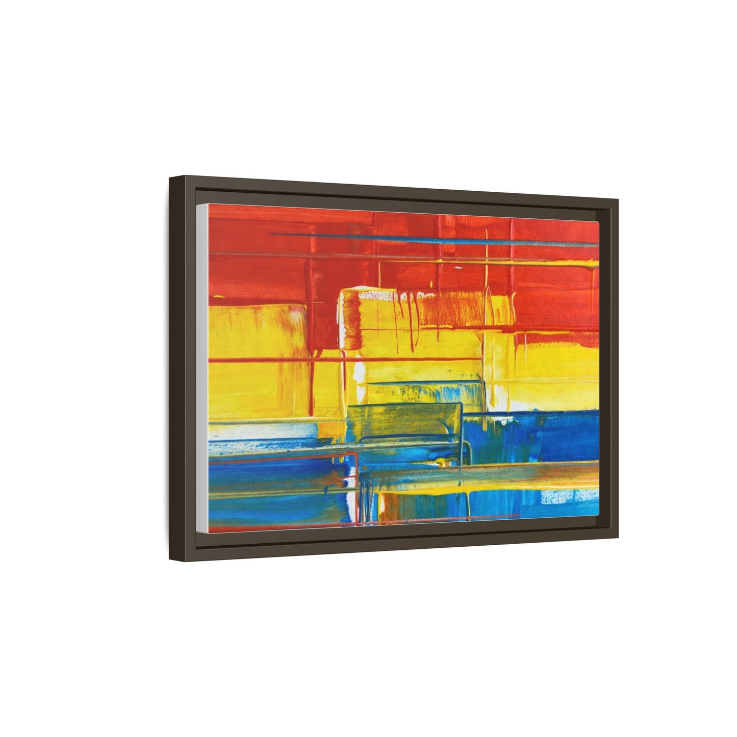 Abstract Multi-Color Framed Canvas Art — Modern Geometric Wall Decor