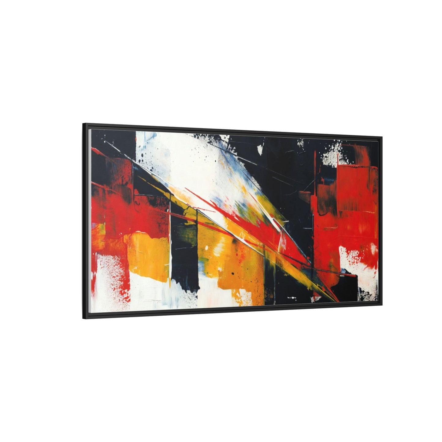 Abstract Red & Black Framed Canvas Print — Modern Geometric Wall Art