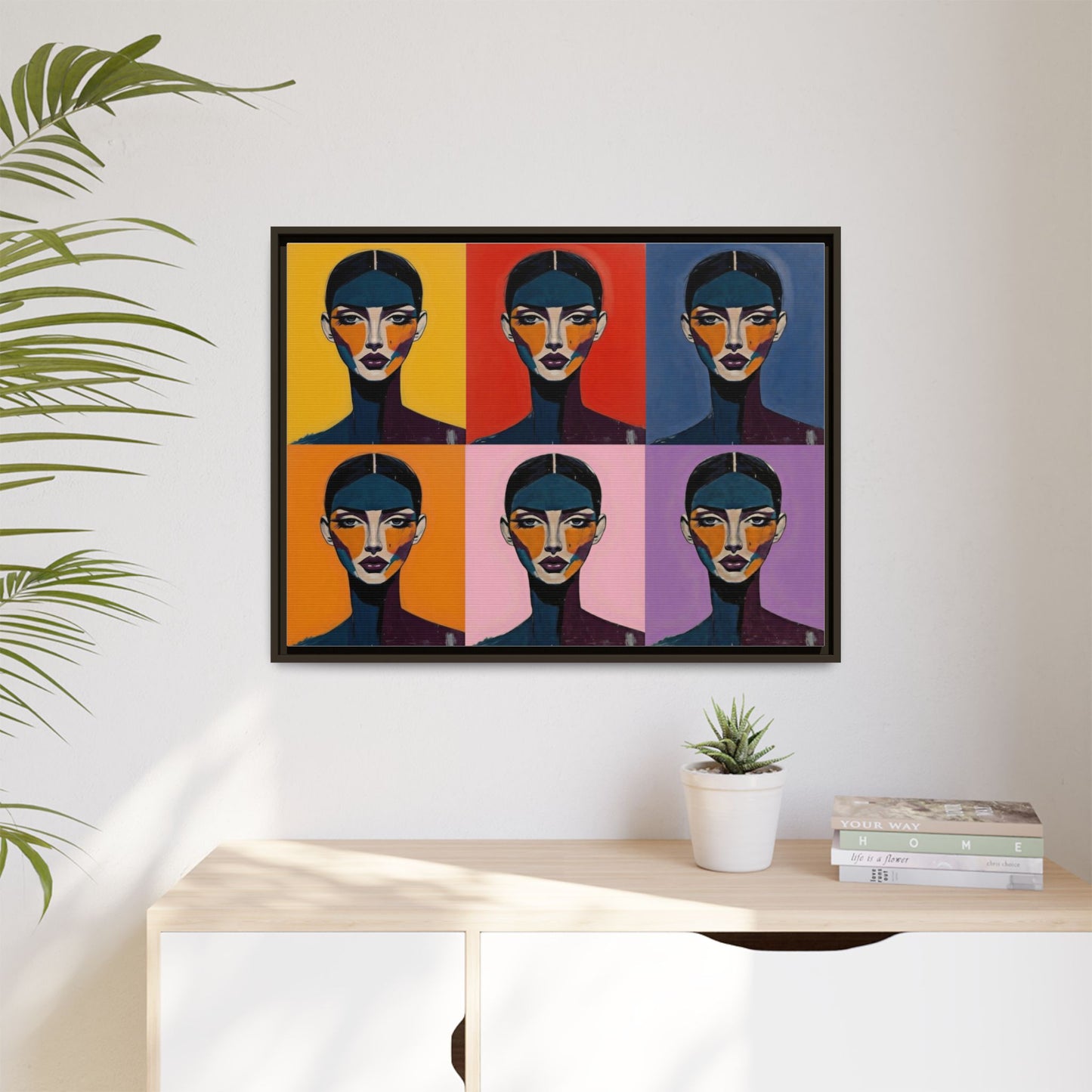 Pop Art Portrait Matte Canvas — Framed Multi-Color Wall Art