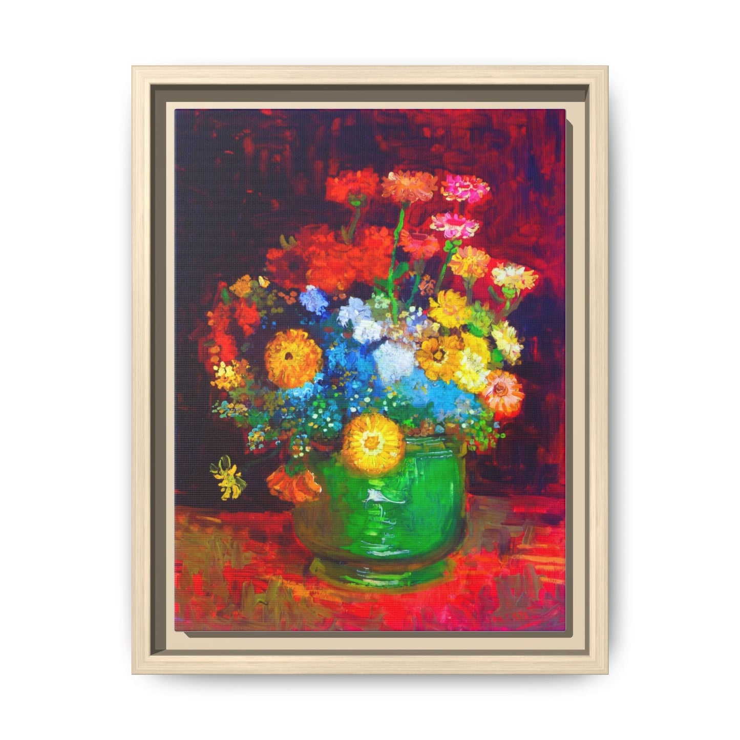 Framed Floral Canvas Print — Colorful Bouquet Wall Art