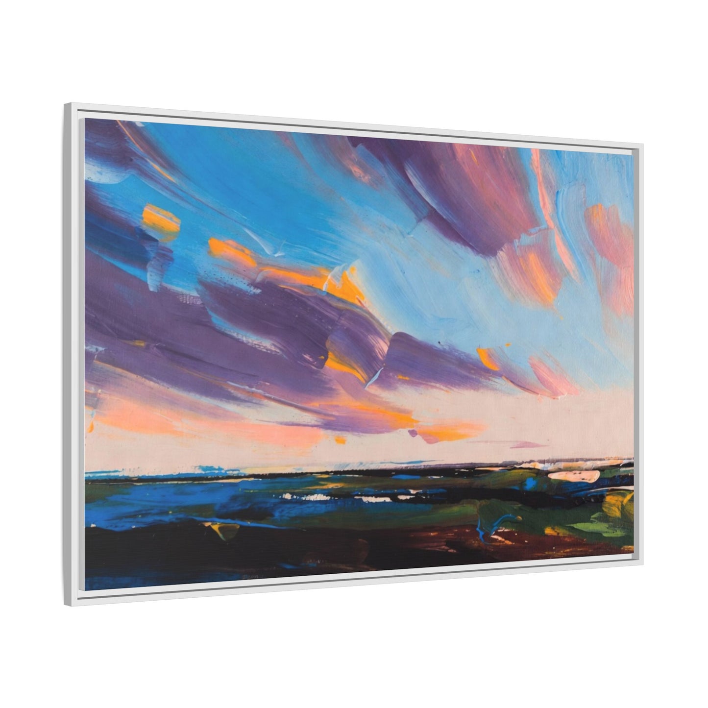 Framed Matte Canvas Abstract Seascape Sunset Art Print