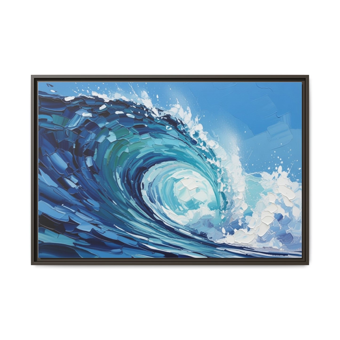 Framed Matte Canvas Wave Art — Blue Ocean Surf Wall Decor