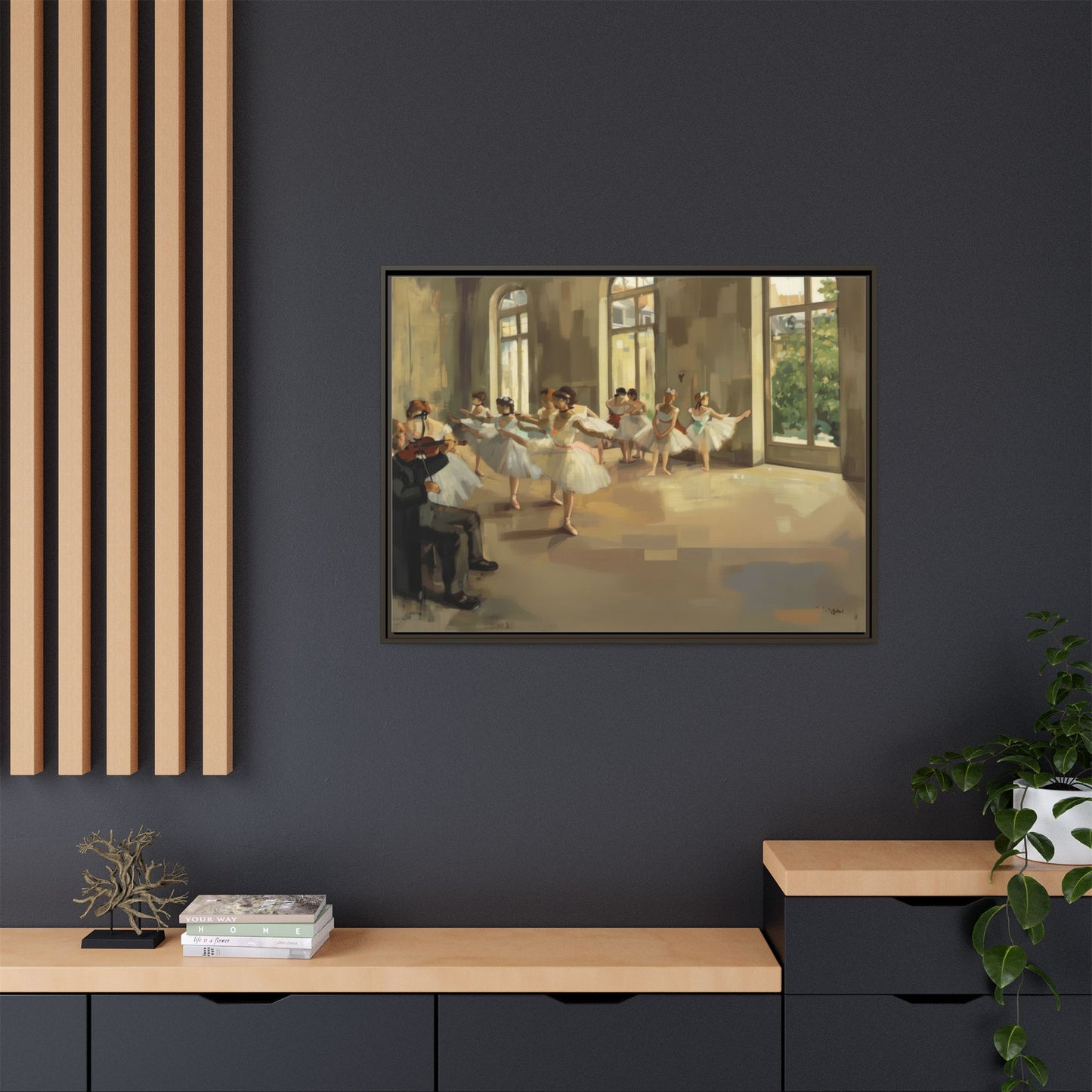 Framed Matte Canvas Print — Ballet Class Scene (Impressionist Dancers)