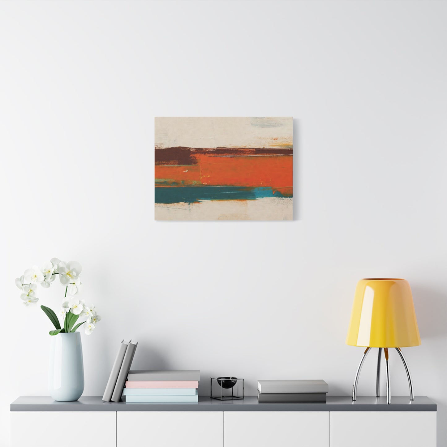 Abstract Orange & Teal Matte Canvas Wall Art — Stretched 1.25"