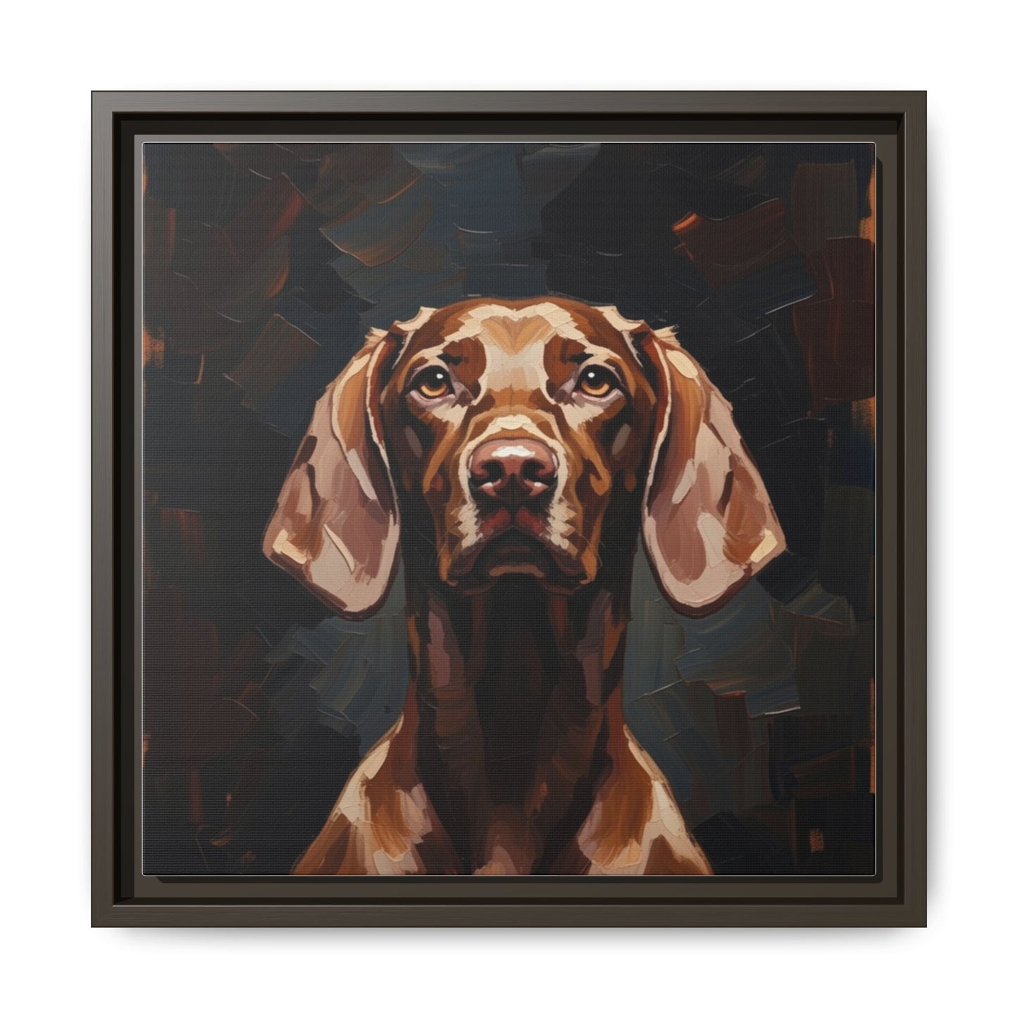 Framed Matte Canvas Dog Portrait – Brown Vizsla Wall Art