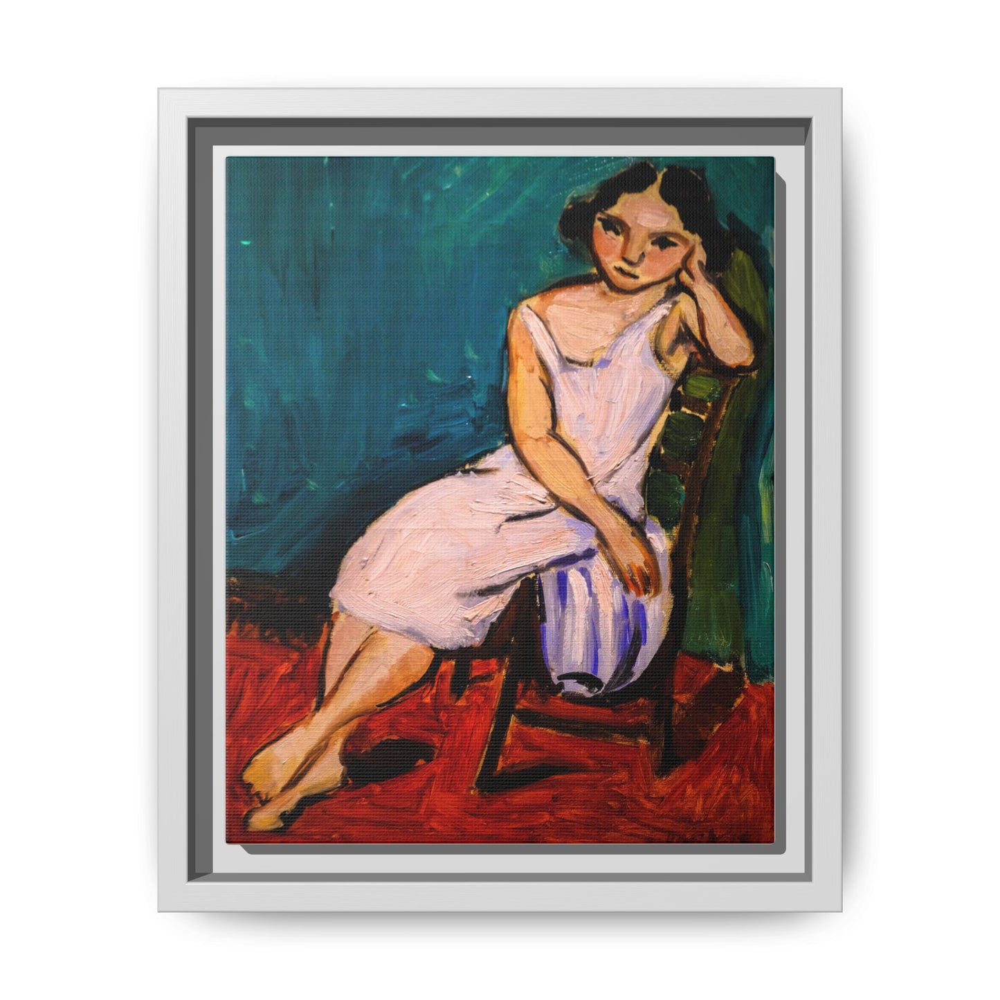 Jeune Fille assise by Henri Matisse Framed Matte Canvas Wall Art