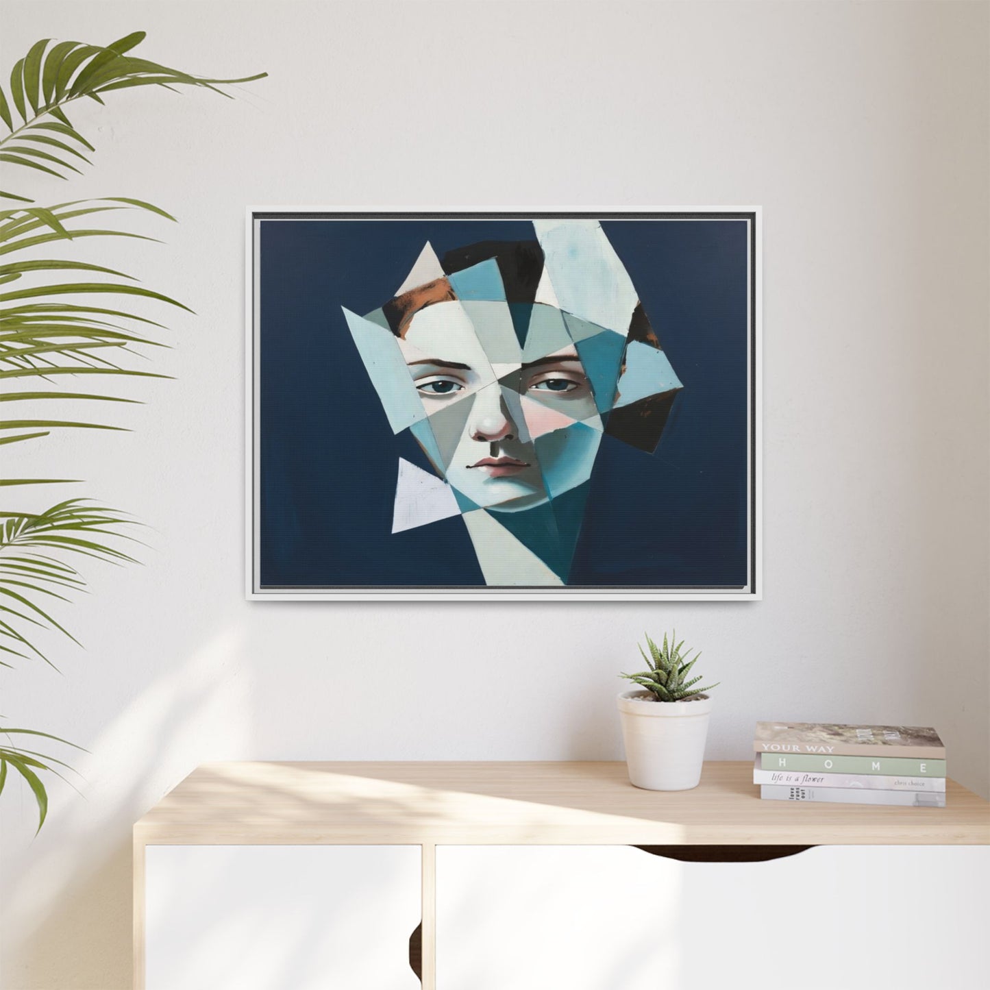 Abstract Fragmented Portrait Matte Canvas (Framed)