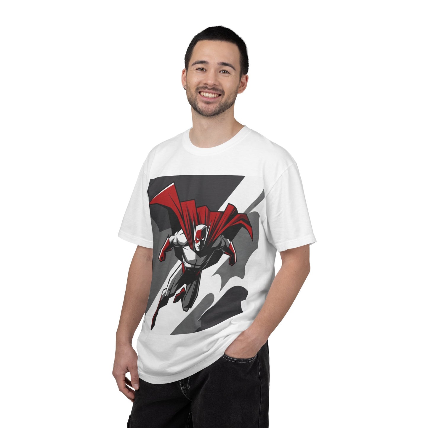 Superhero Action T-Shirt — Red Cape Comic Graphic Tee