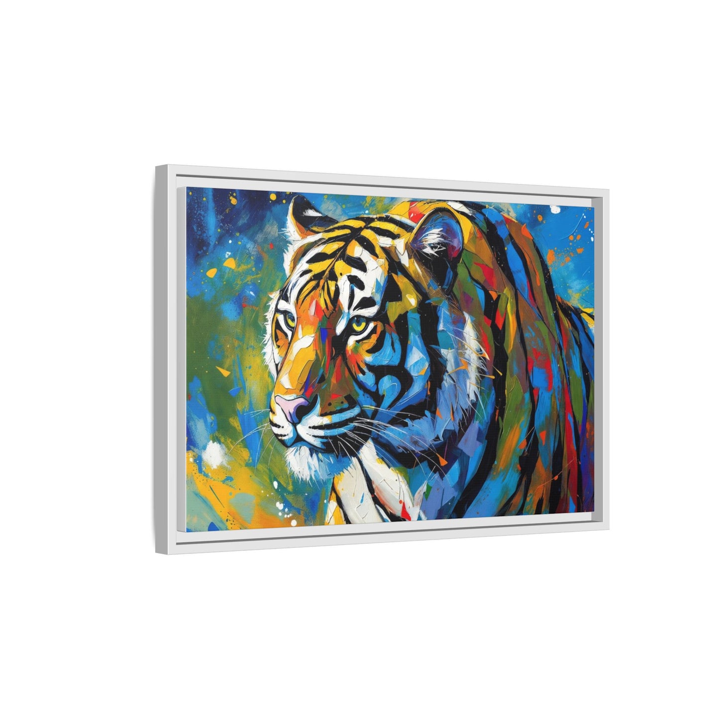 Colorful Tiger Matte Canvas Framed Art — Vibrant Wildlife Wall Decor