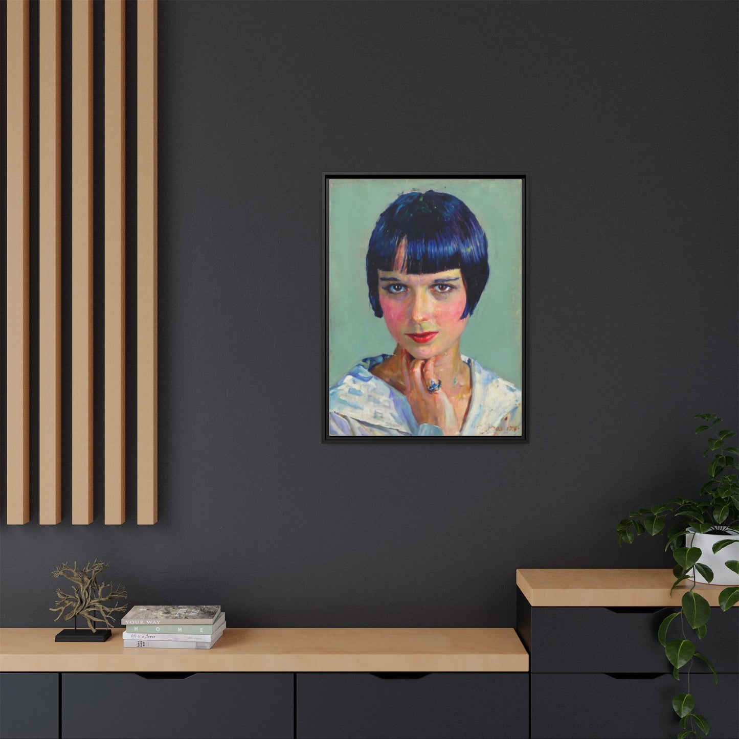Framed Matte Canvas Portrait Print — Vintage Flapper Woman