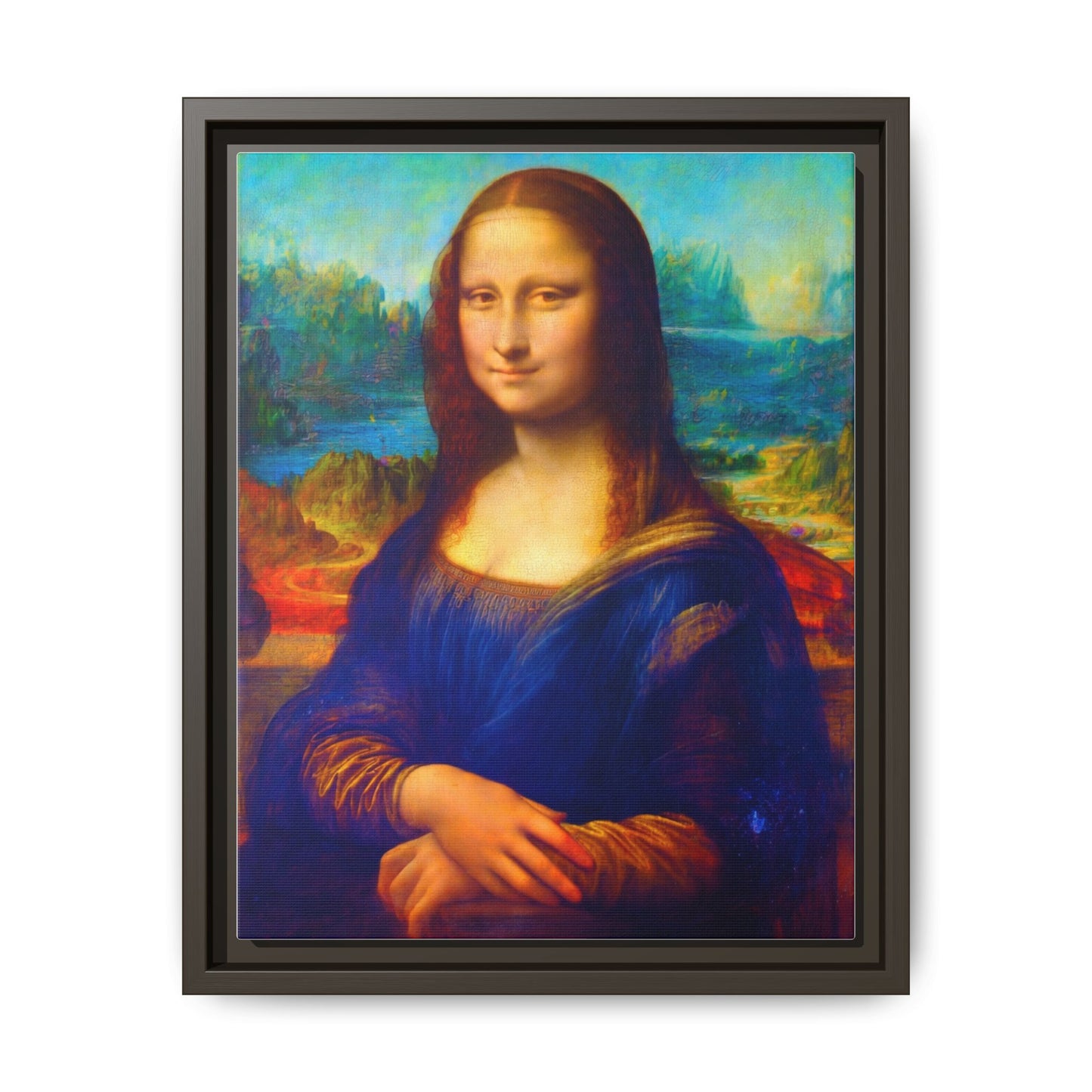 Framed Matte Canvas Print — Colorful Mona Lisa Wall Art