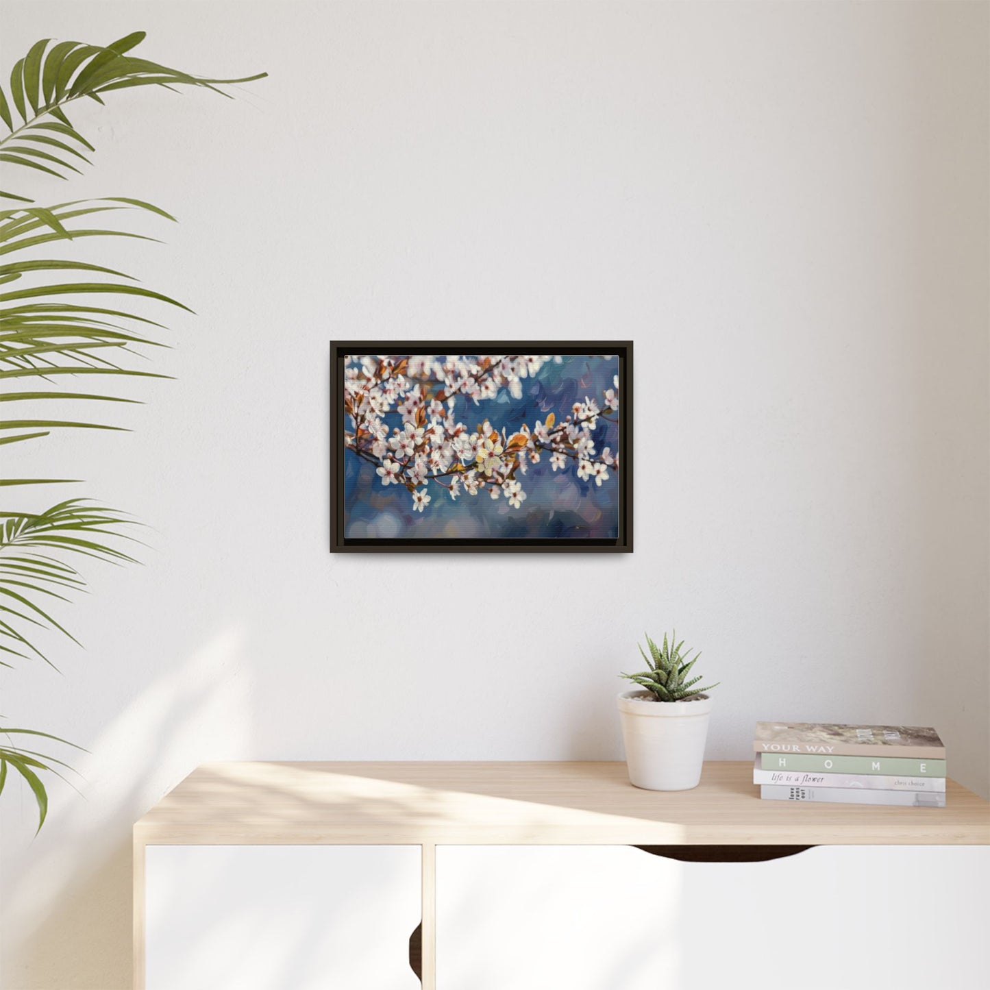 Framed Matte Canvas Print — Cherry Blossom Branch Wall Art