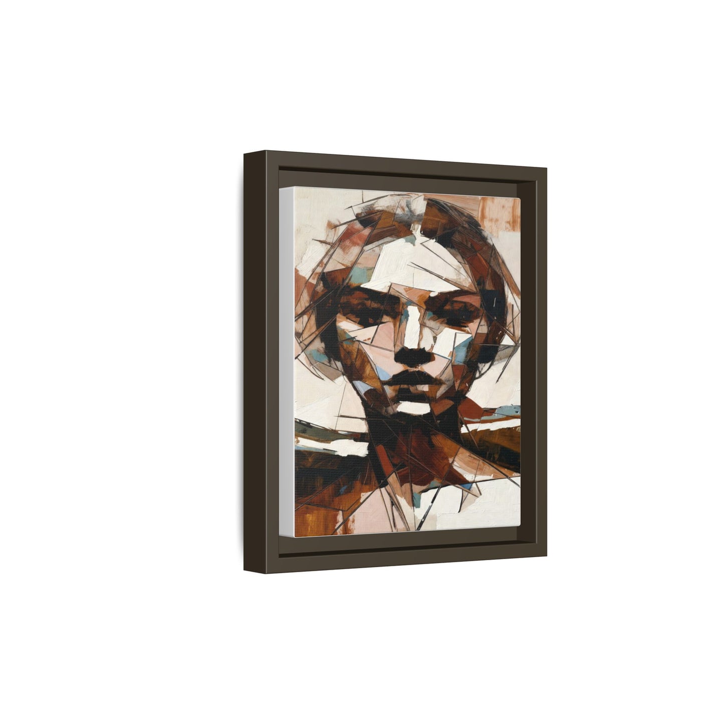 Abstract Woman Portrait Matte Canvas Framed — Geometric Multi-Color Wall Art
