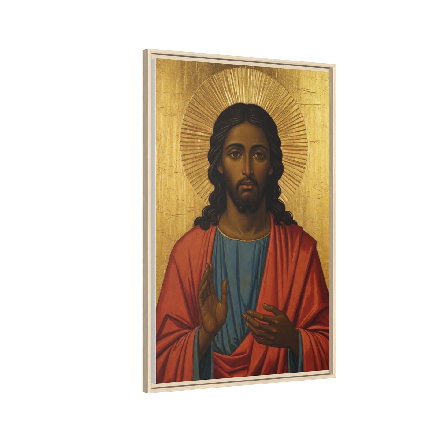 Framed Orthodox Christ Icon Matte Canvas — Religious Wall Art for Home, Church, or Prayer Corner