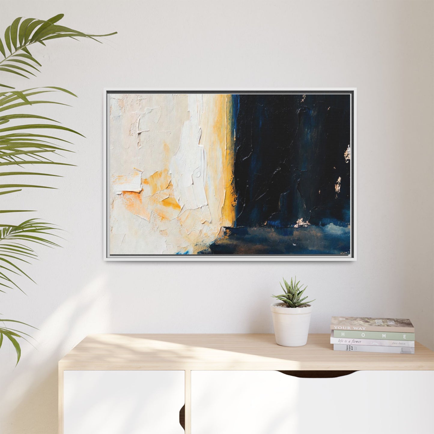 Abstract Coastal Texture Framed Canvas Art — Matte Multi-Color Wall Print