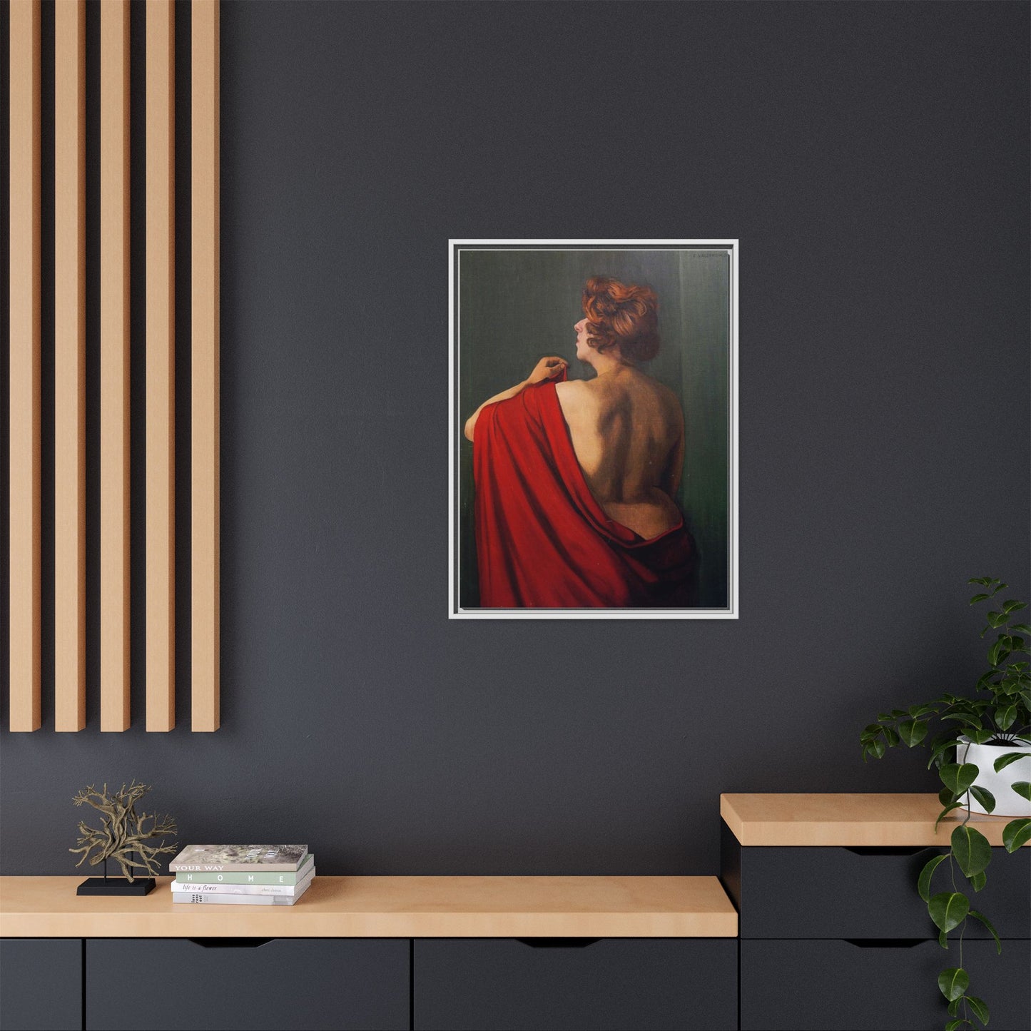 Femme au châle rouge by Félix Vallotton Framed Matte Canvas Wall Art Print