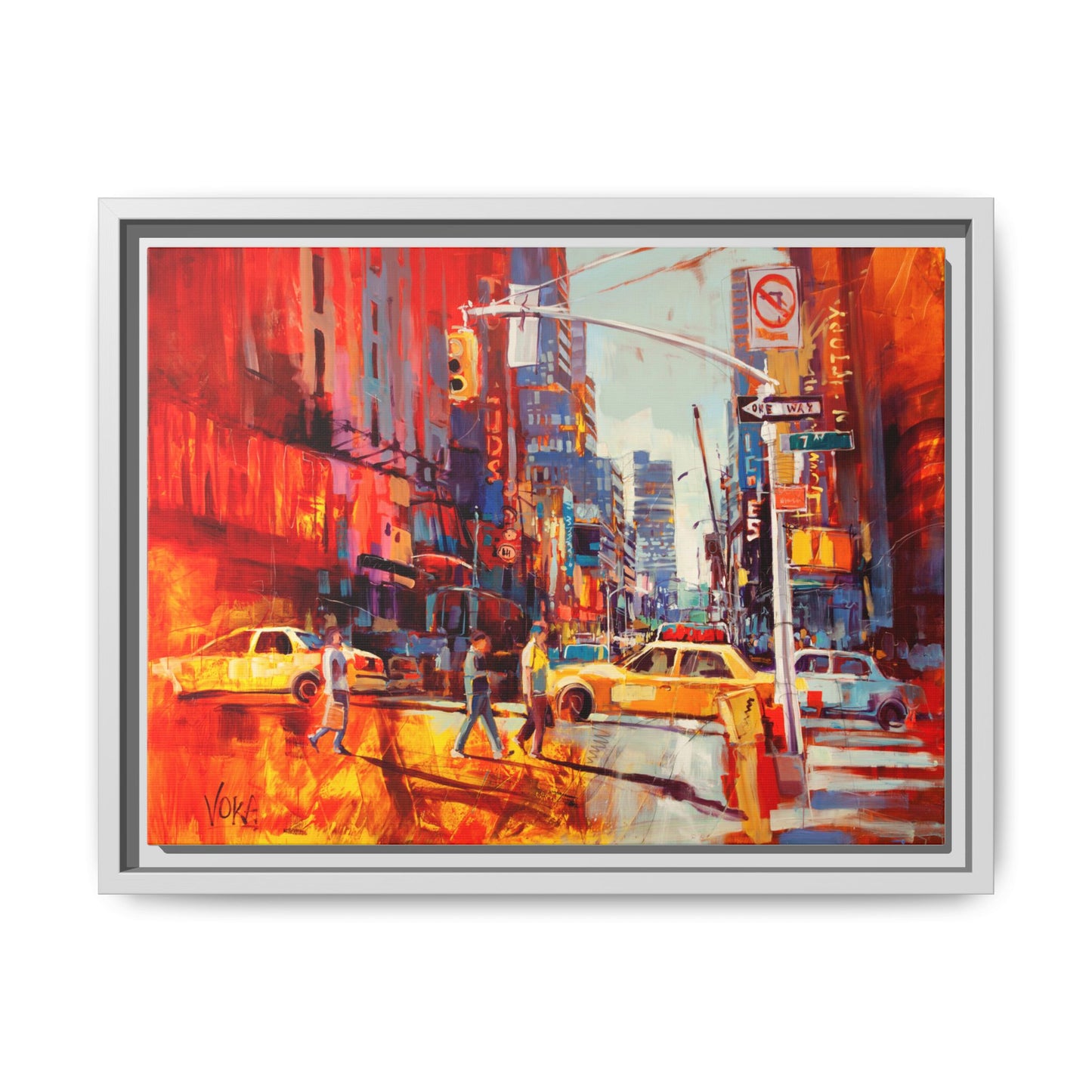 New York 7th AV attributed to Voke Framed Matte Canvas – Art Print