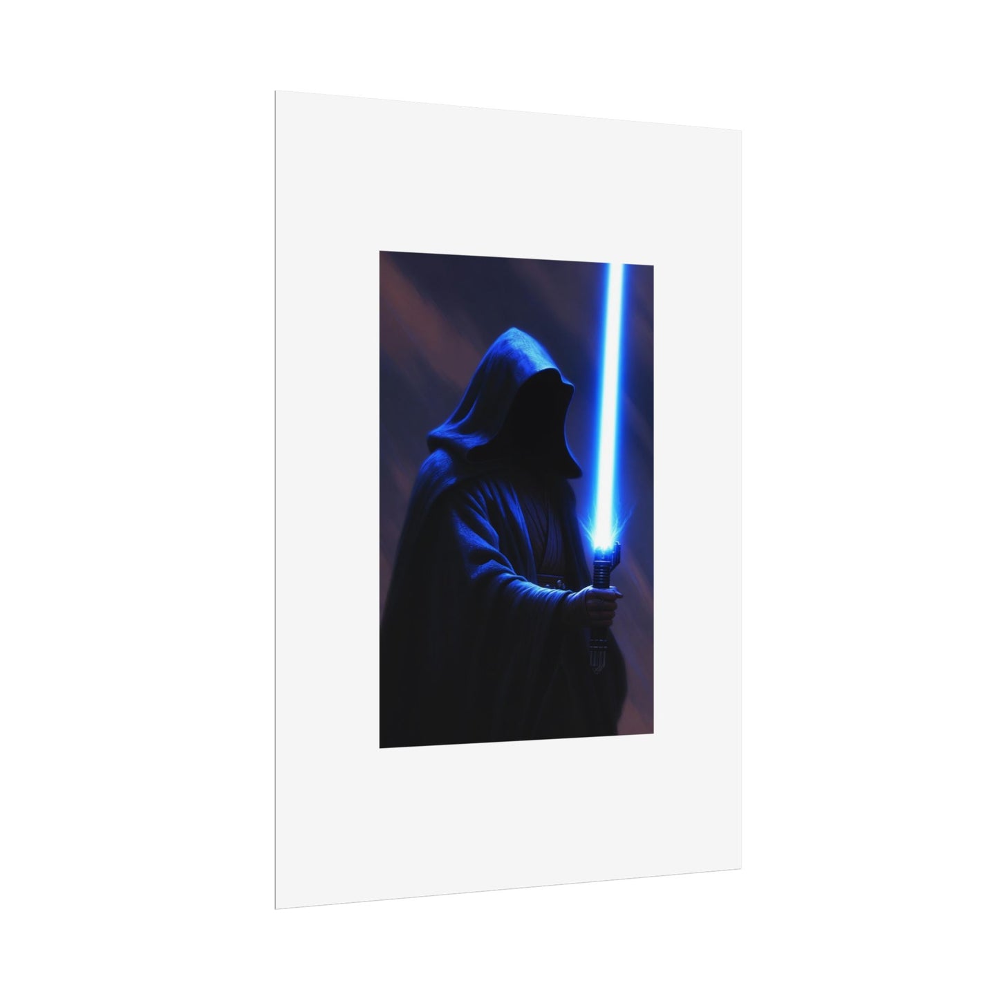 Sci‑Fi Lightsaber Poster — Hooded Jedi Warrior Wall Art (Rolled Poster)