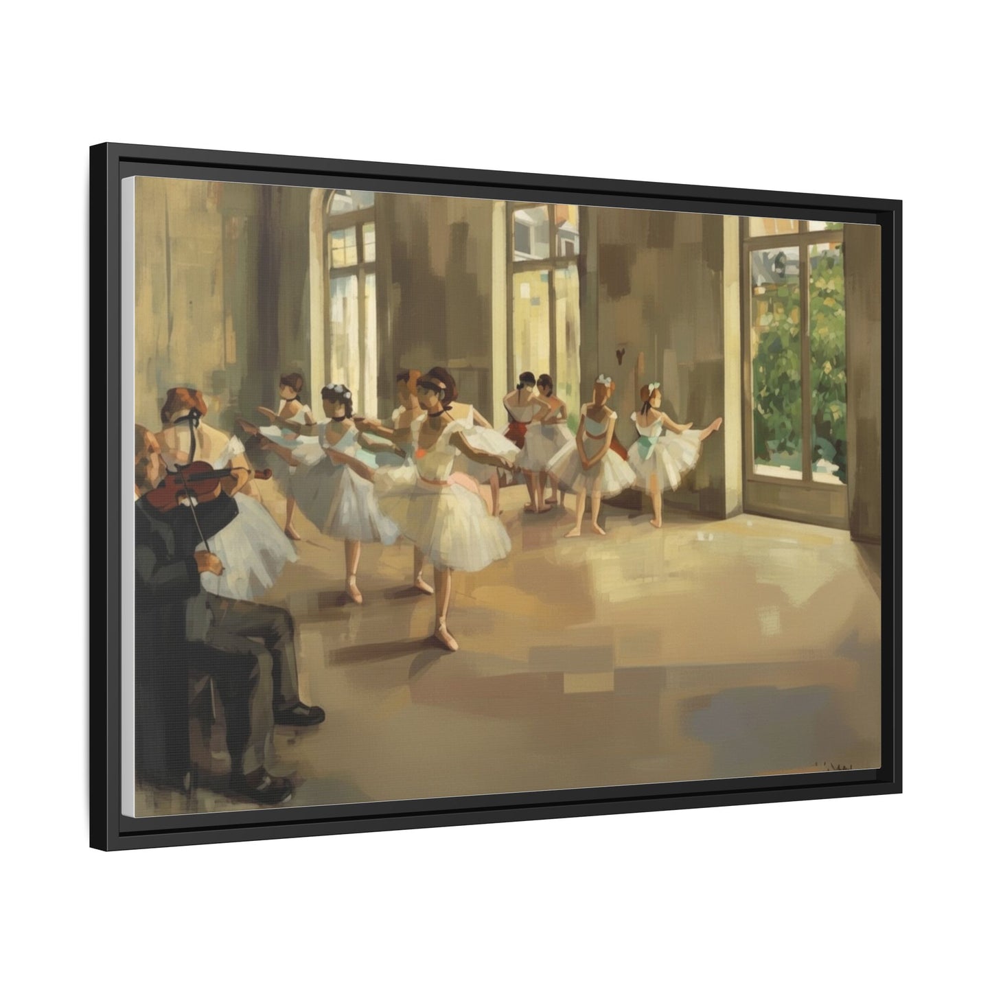 Framed Matte Canvas Print — Ballet Class Scene (Impressionist Dancers)