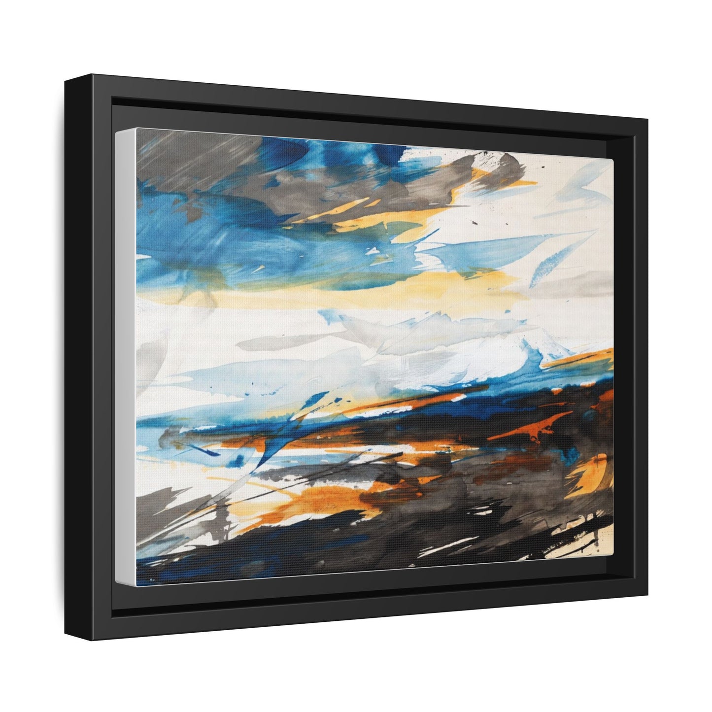 Abstract Coastal Waves Matte Canvas Framed Wall Art