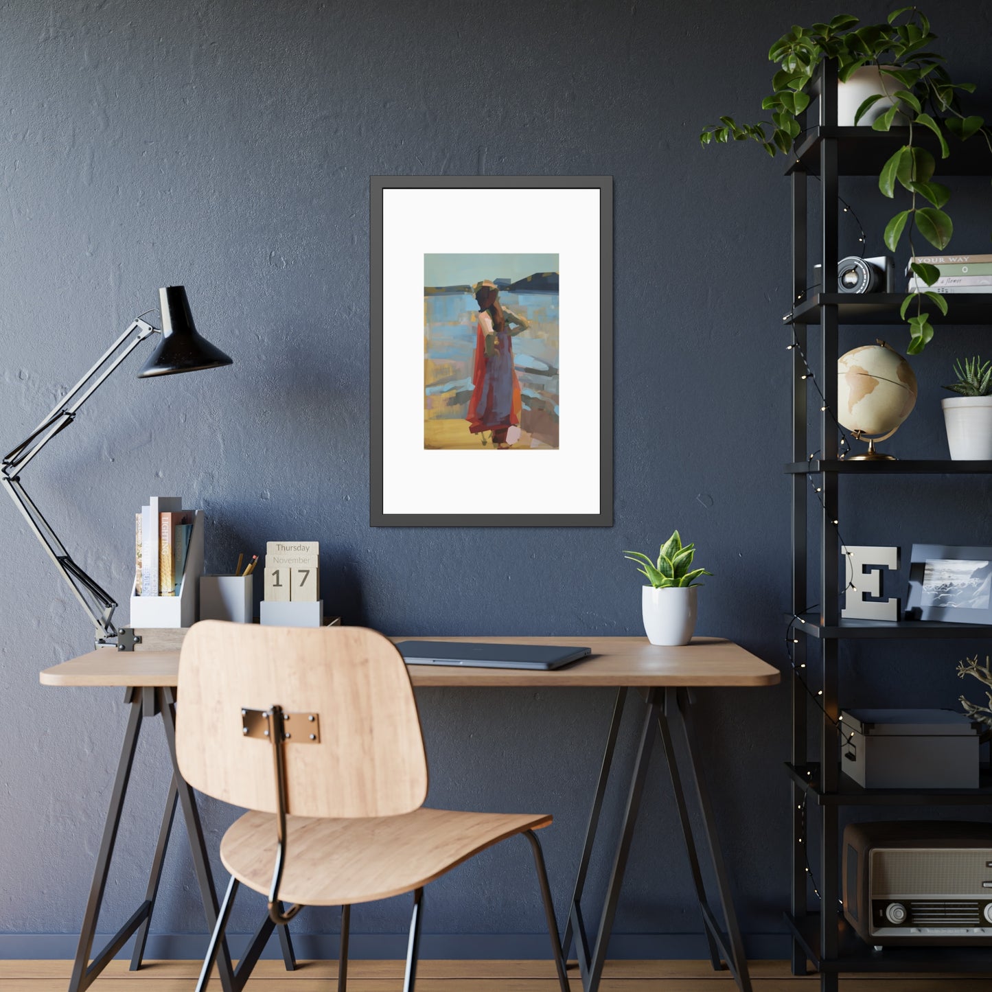 Framed Art Print — Woman at the Shore Impressionist Poster