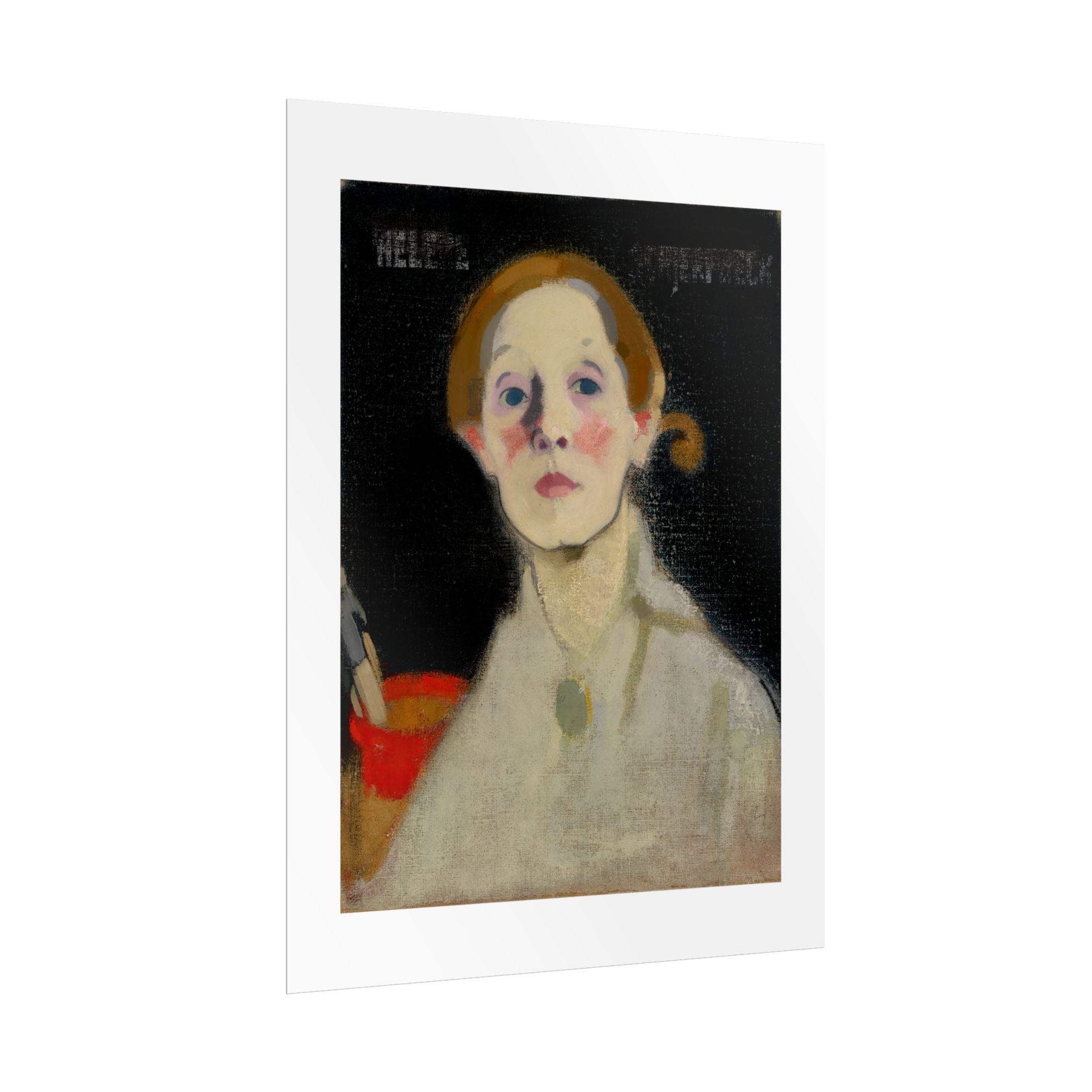 Self-Portrait Black Background by Helene Schjerfbeck Wall Art Print