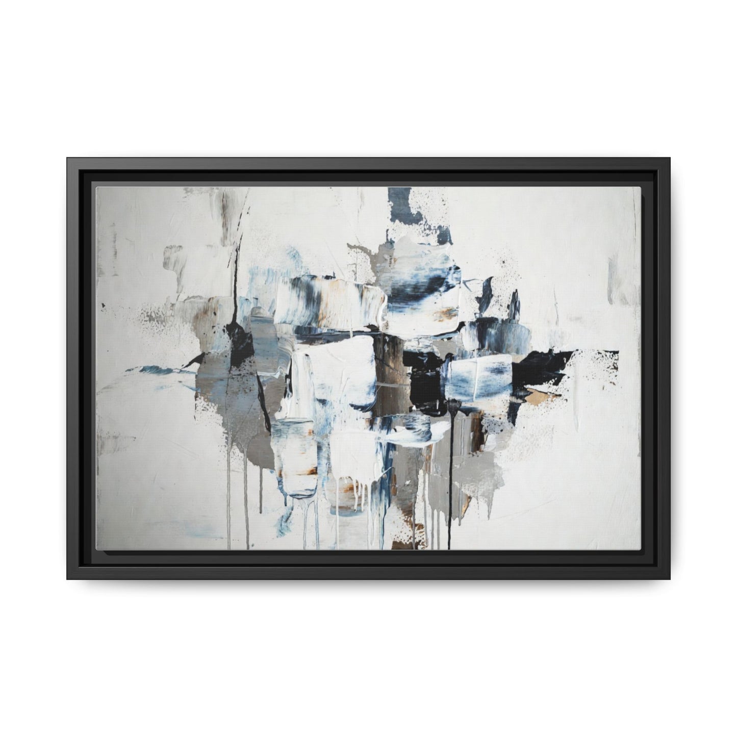 Framed Abstract Canvas Art — Blue Neutral Modern Wall Print