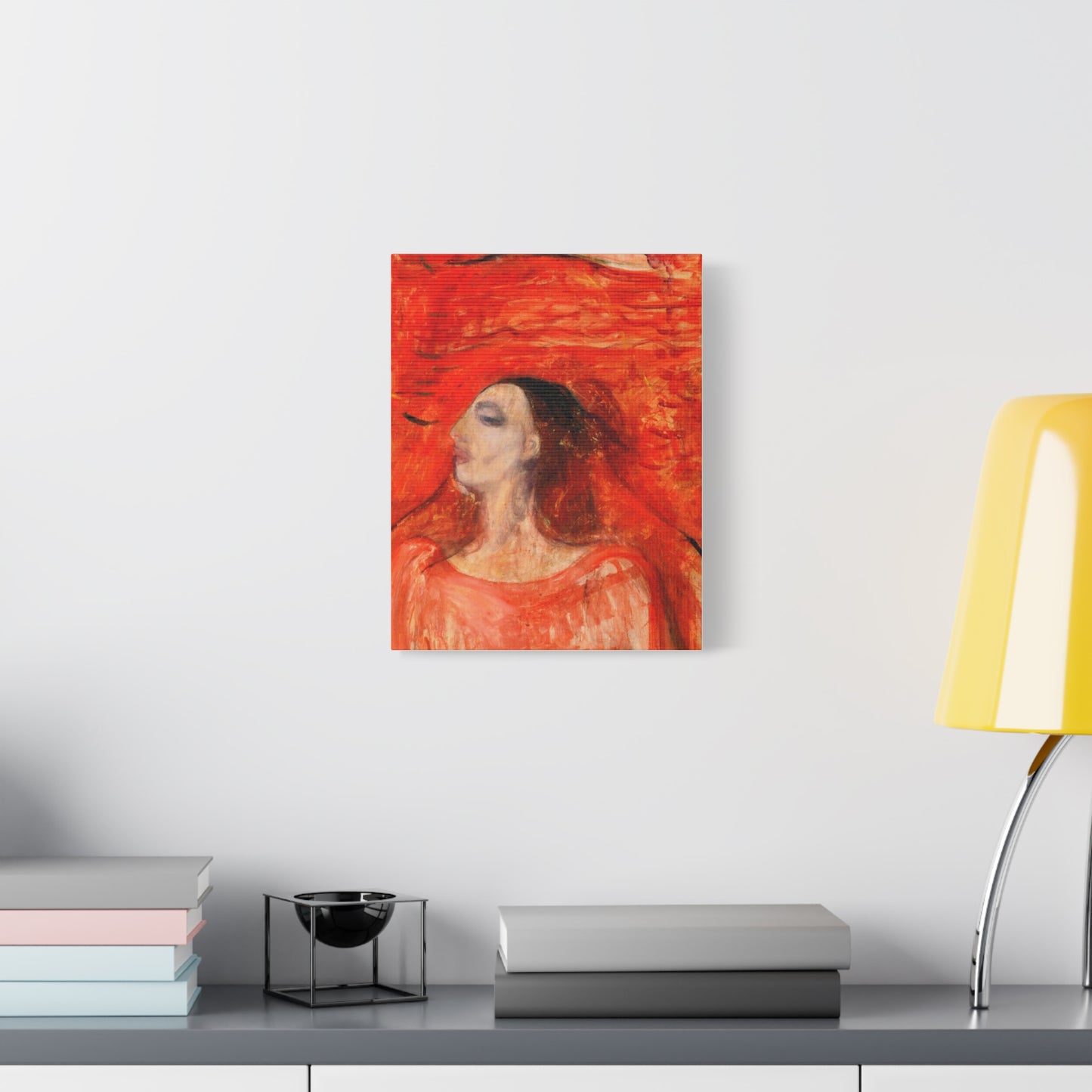 Woman's Head against a Red Background by Edvard Munch Matte Canvas Wall Art