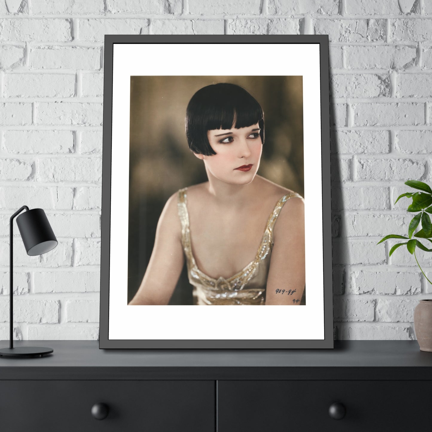Vintage 1920s Louise Brooks Portrait Framed Poster — Art Deco Wall Print