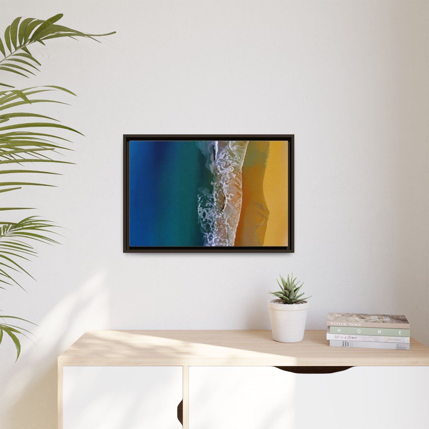 Framed Matte Canvas Seascape Print – Coastal Waves Wall Art