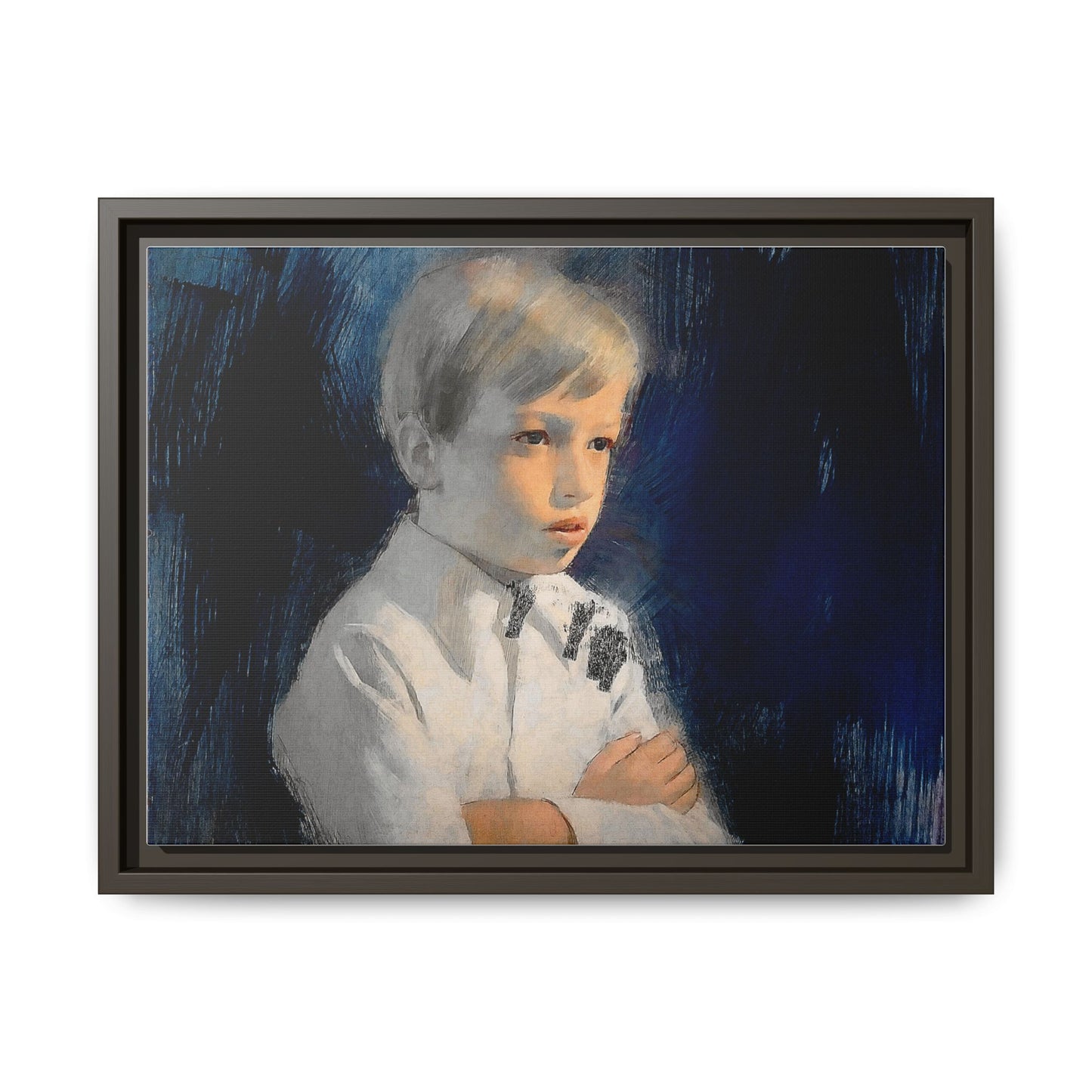 Painting of boy by Unknown Artist Framed Matte Canvas Wall Art Print