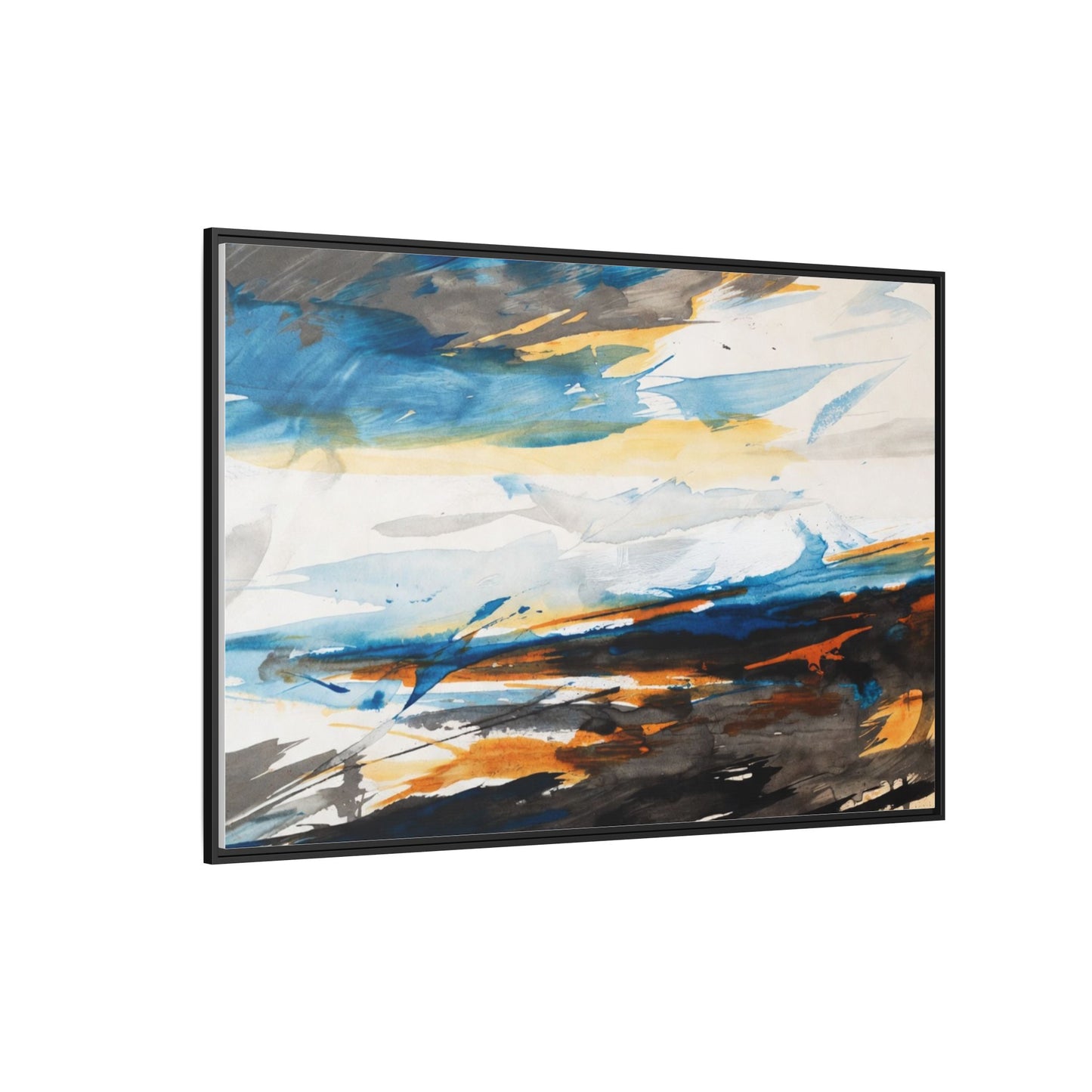 Abstract Coastal Waves Matte Canvas Framed Wall Art