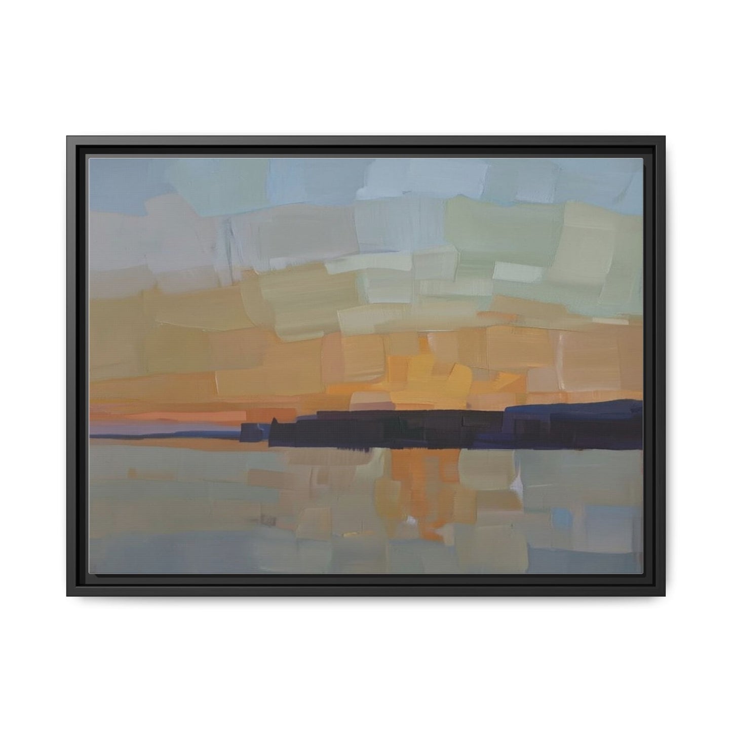 Framed Matte Canvas Sunset Abstract Landscape Art Print