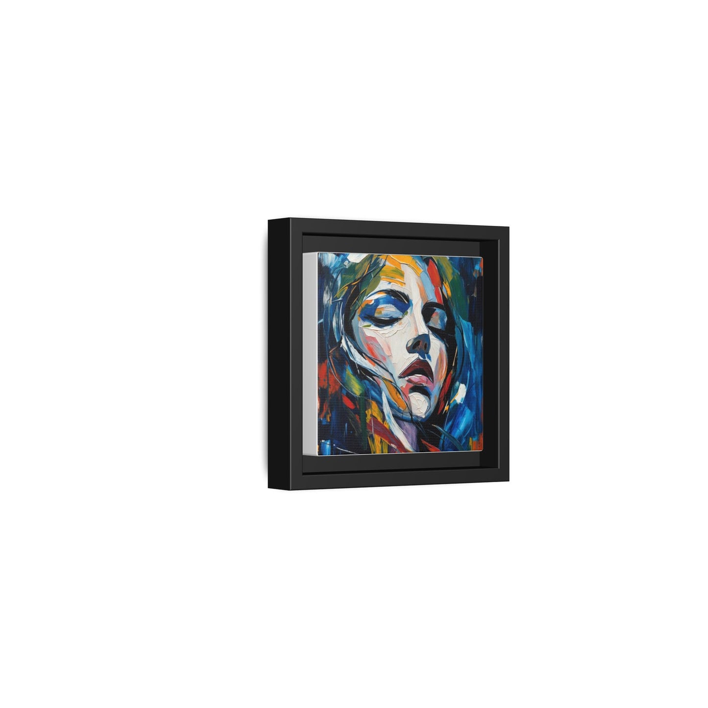 Abstract Colorful Woman Portrait — Framed Matte Canvas Wall Art