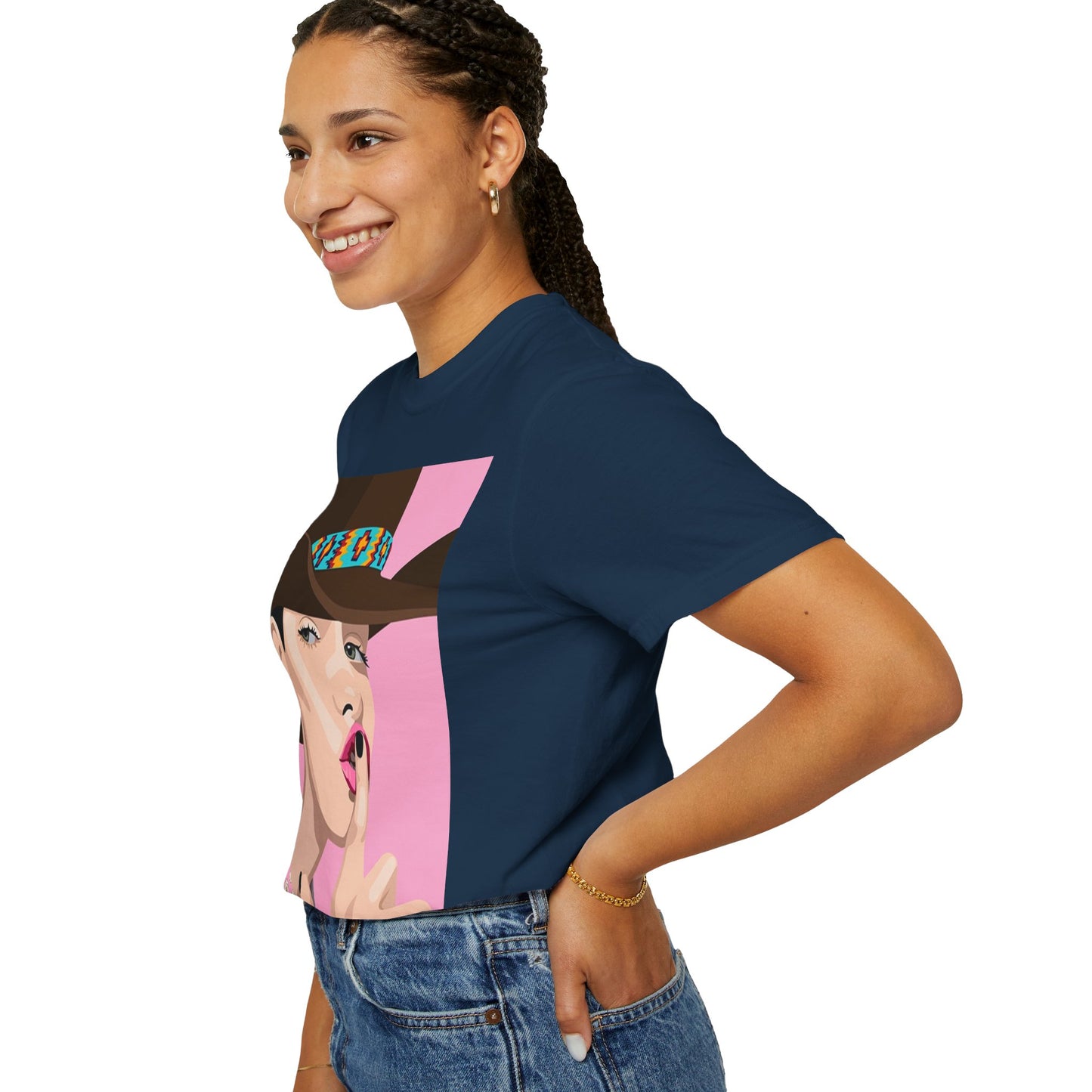 Cowgirl Pop Art T-Shirt — Pink 'Shh' Graphic Tee