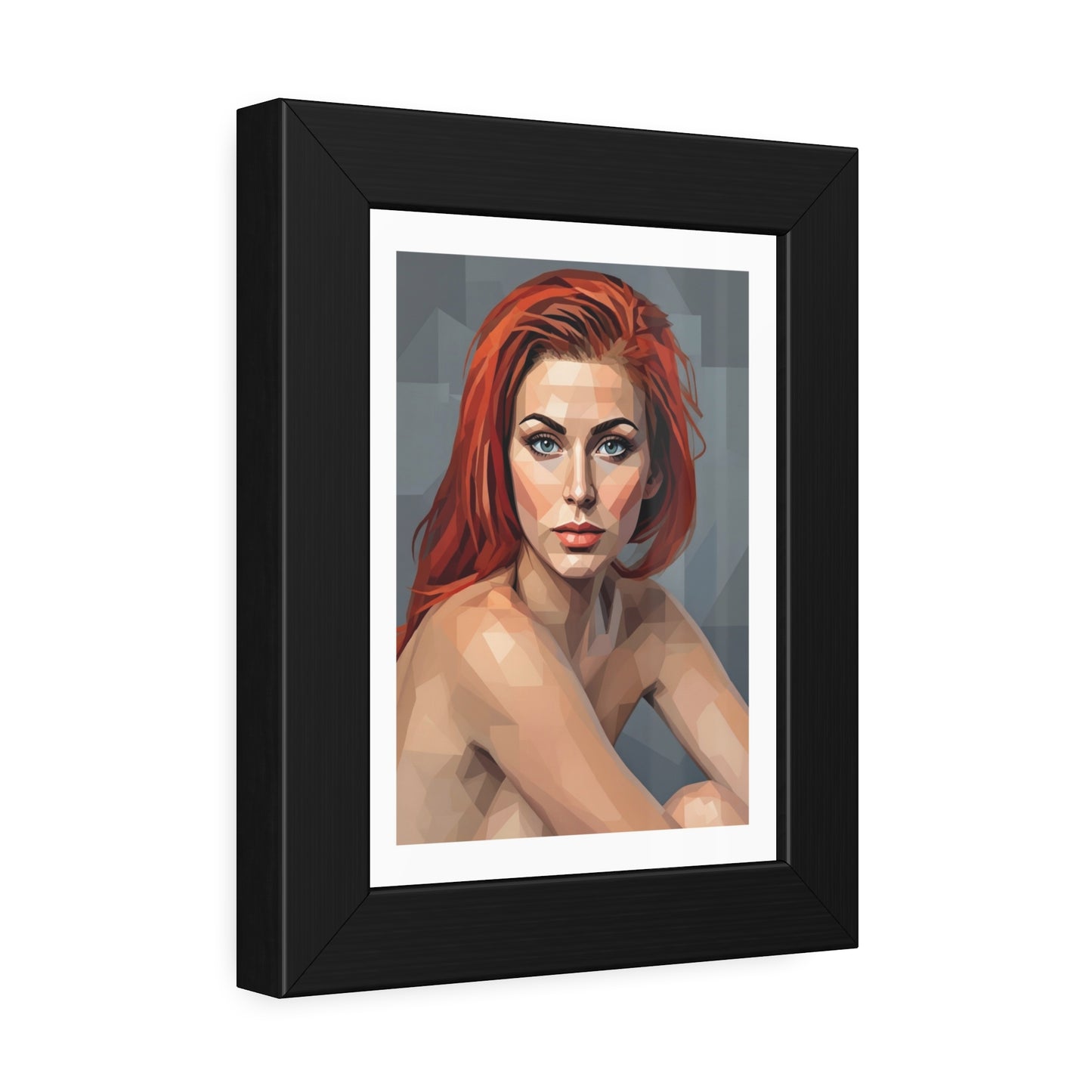 Framed Poster — Geometric Redhead Portrait Art Print