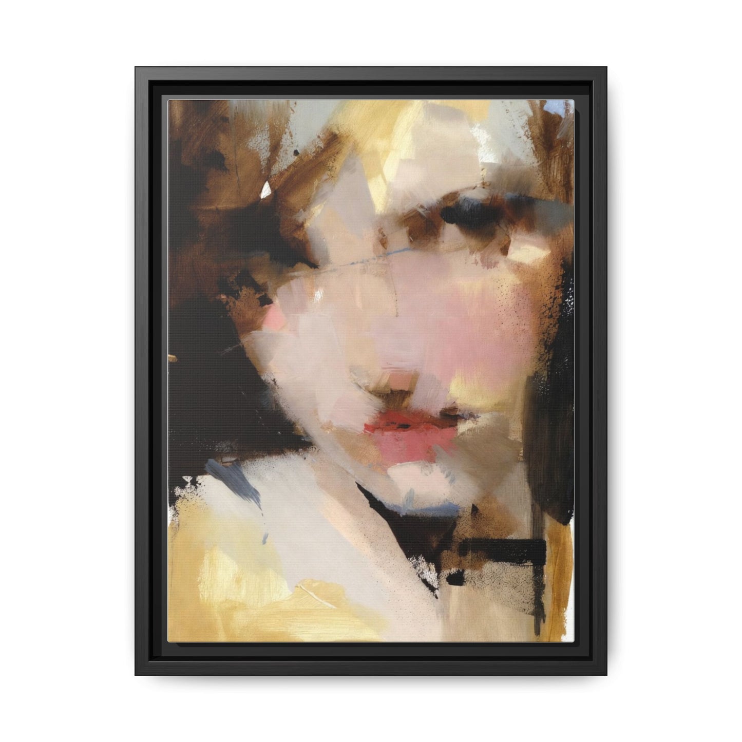 Abstract Portrait Matte Canvas Framed Print — Modern Feminine Wall Art