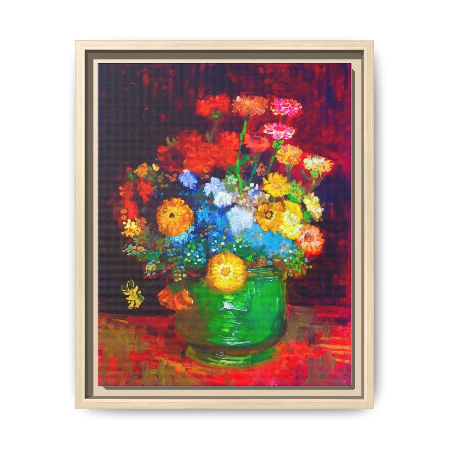 Framed Floral Canvas Print — Colorful Bouquet Wall Art