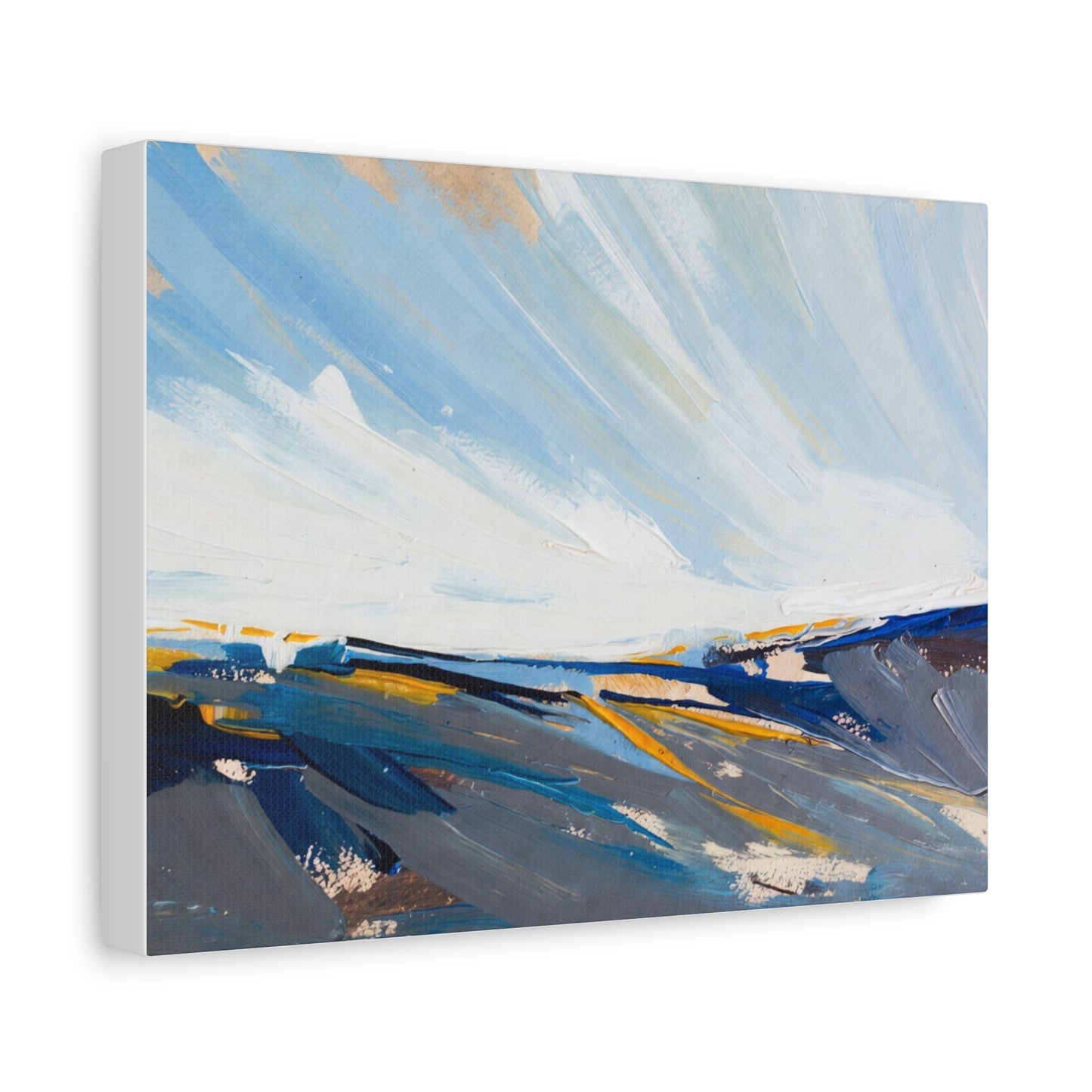 Abstract Coastal Landscape Canvas Print — Blue Sky Seascape Wall Art