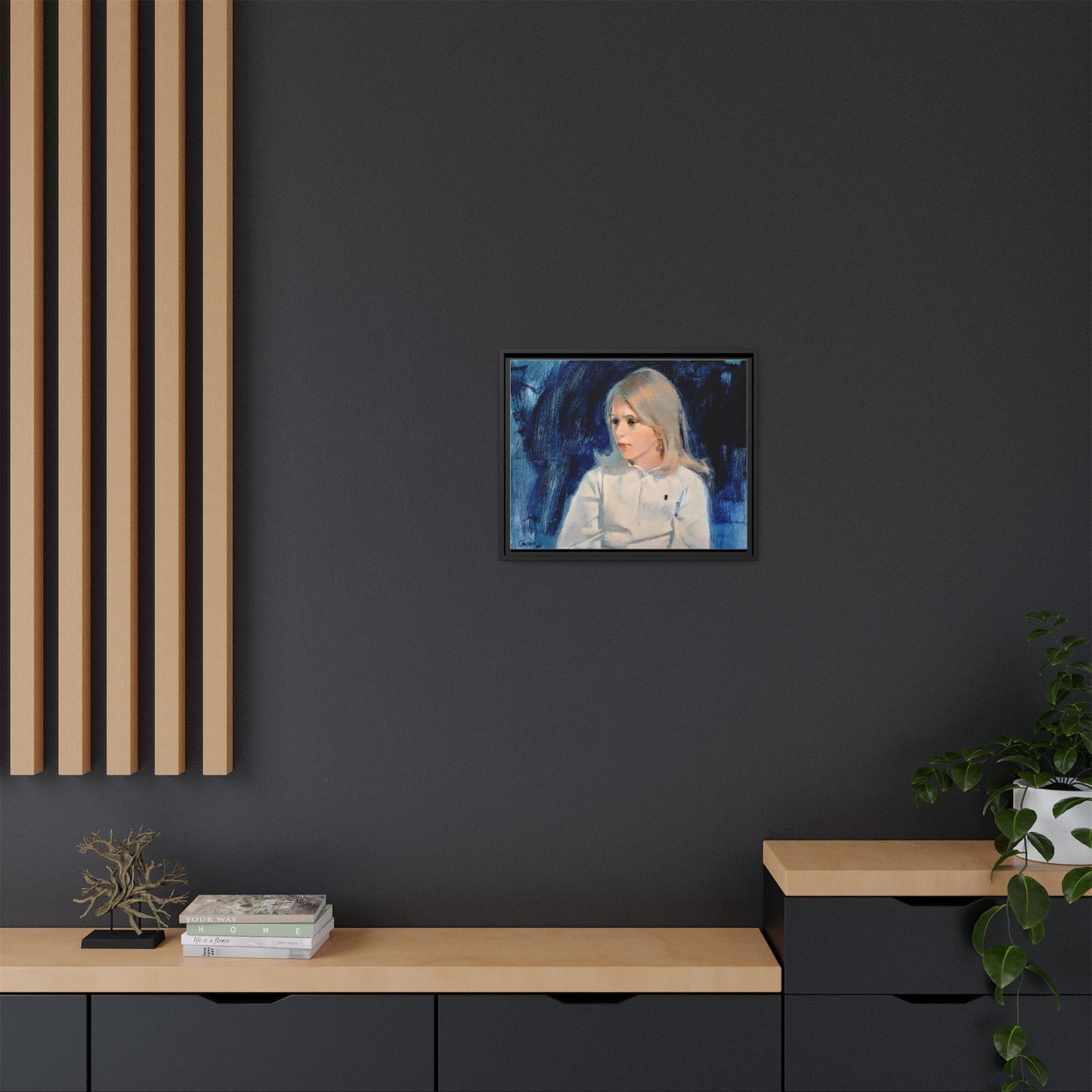 Painting of girl by Unknown Artist Framed Matte Canvas Classic Wall Art