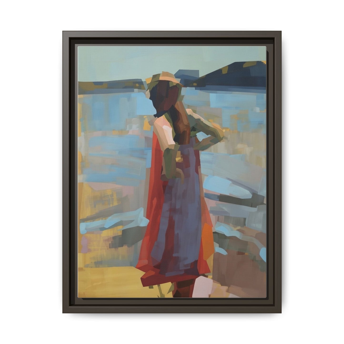Framed Matte Canvas Print — Coastal Woman Abstract Art