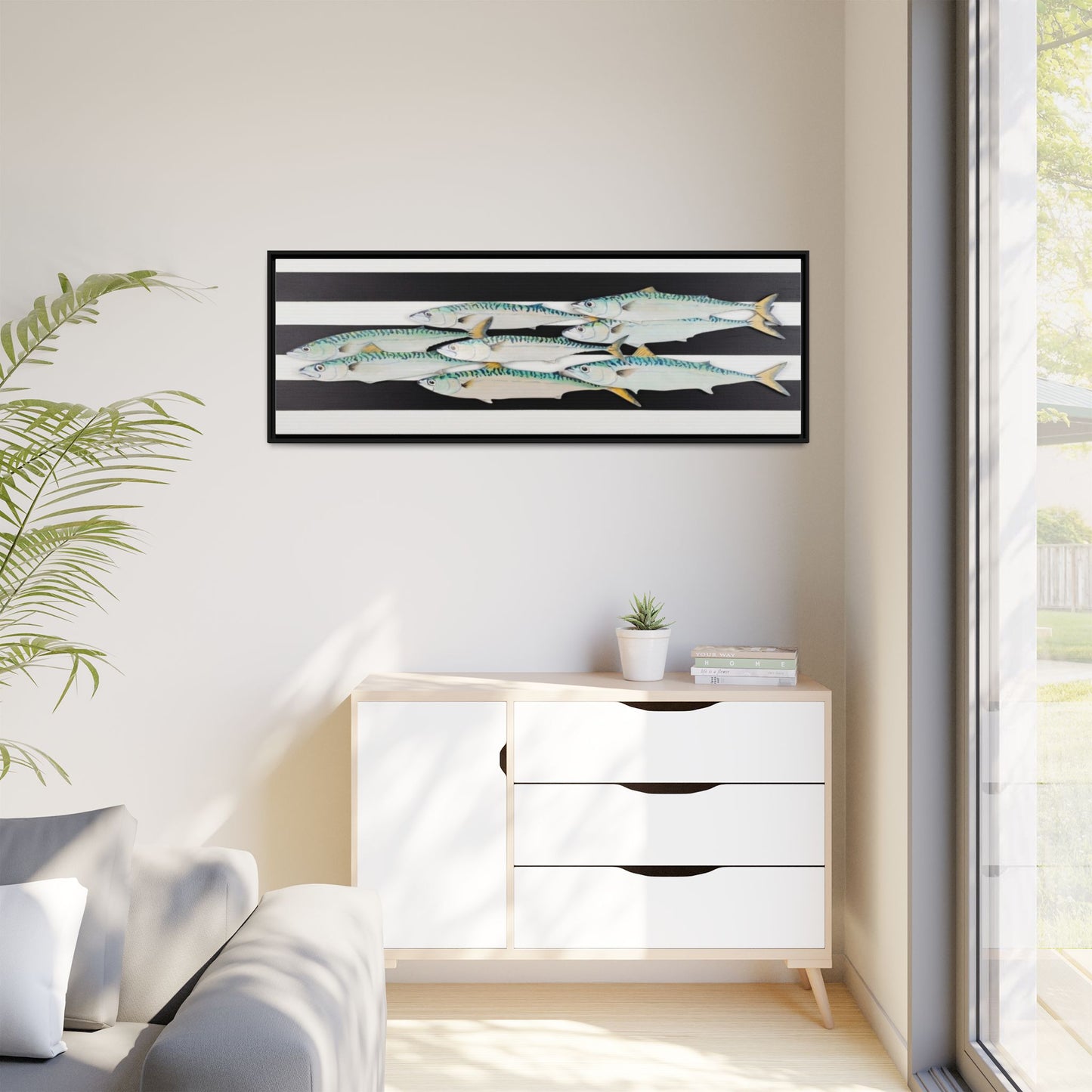 Striped Mackerel Canvas Print — Framed Matte Fish Wall Art