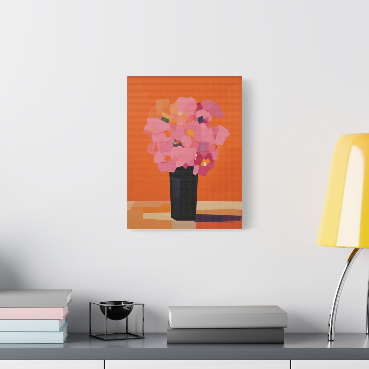 Modern Pink Flowers Canvas Print — Abstract Floral Wall Art